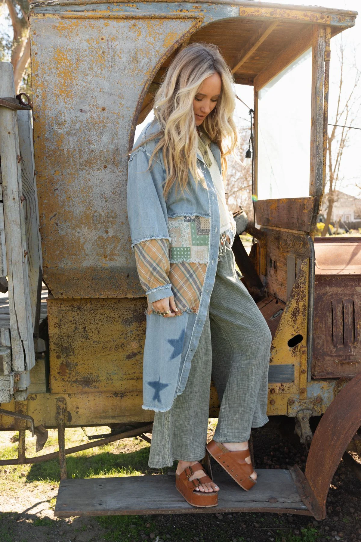 Monroe Patchwork Duster Jacket - Denim - Image 7