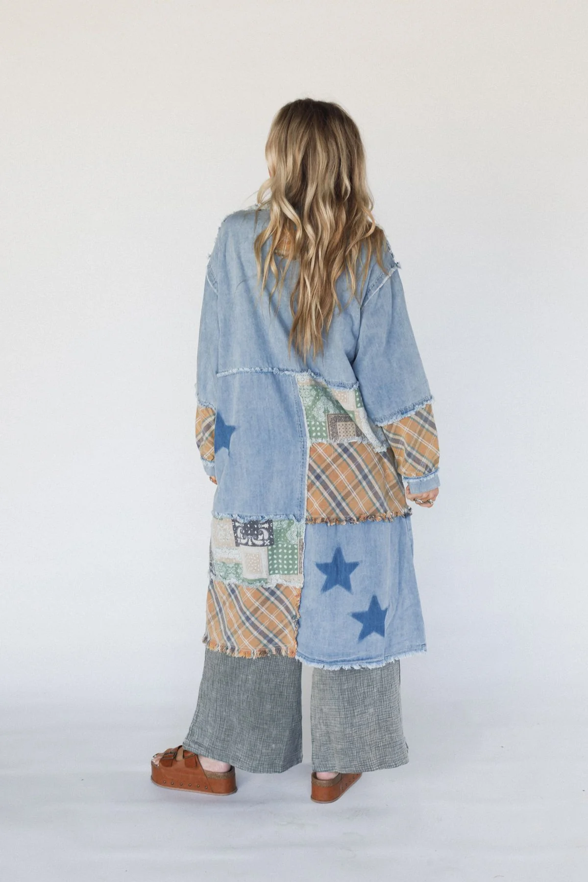 Monroe Patchwork Duster Jacket - Denim - Image 8