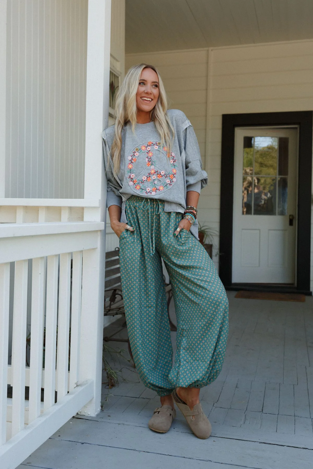 The Nest Mystic Mirage Printed Joggers - Teal - Image 2