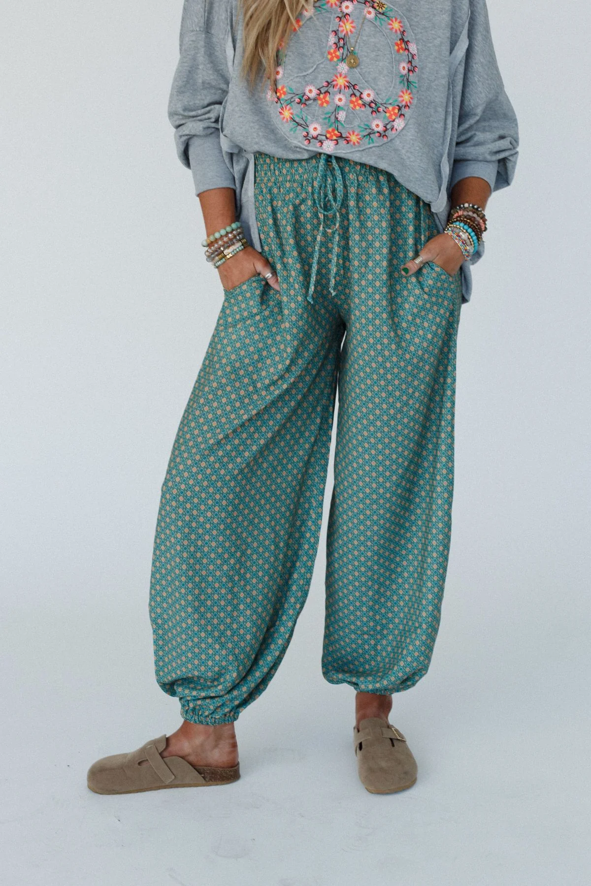The Nest Mystic Mirage Printed Joggers - Teal - Image 7