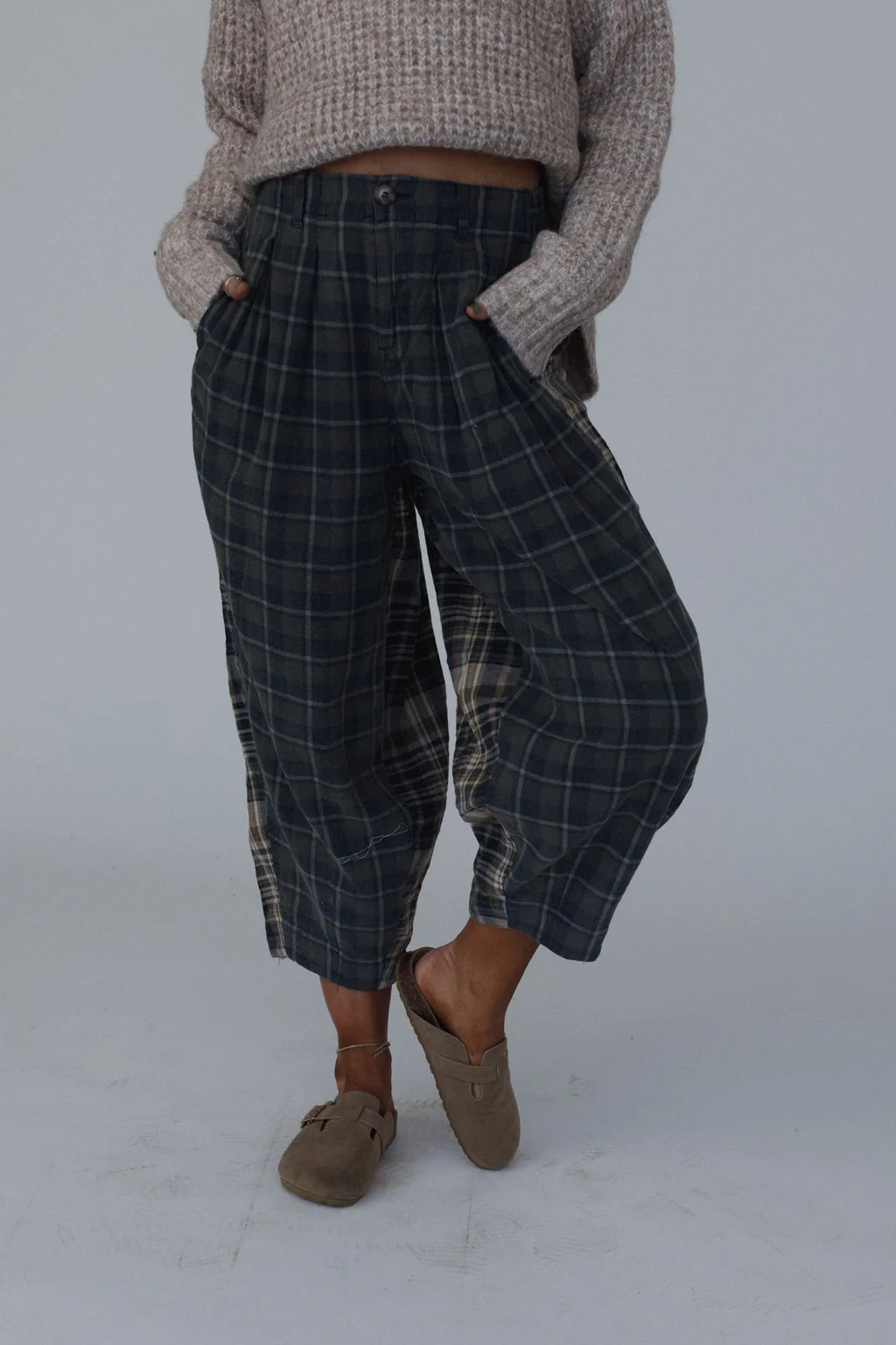 Mystic Plaid Wide Leg Pants - Navy - Image 2
