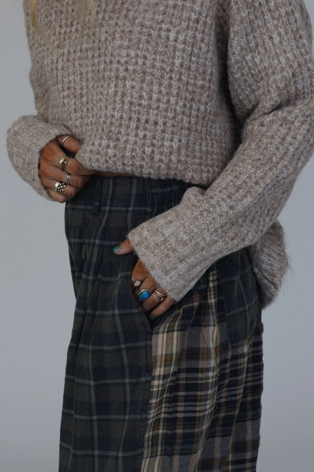 Mystic Plaid Wide Leg Pants - Navy - Image 3
