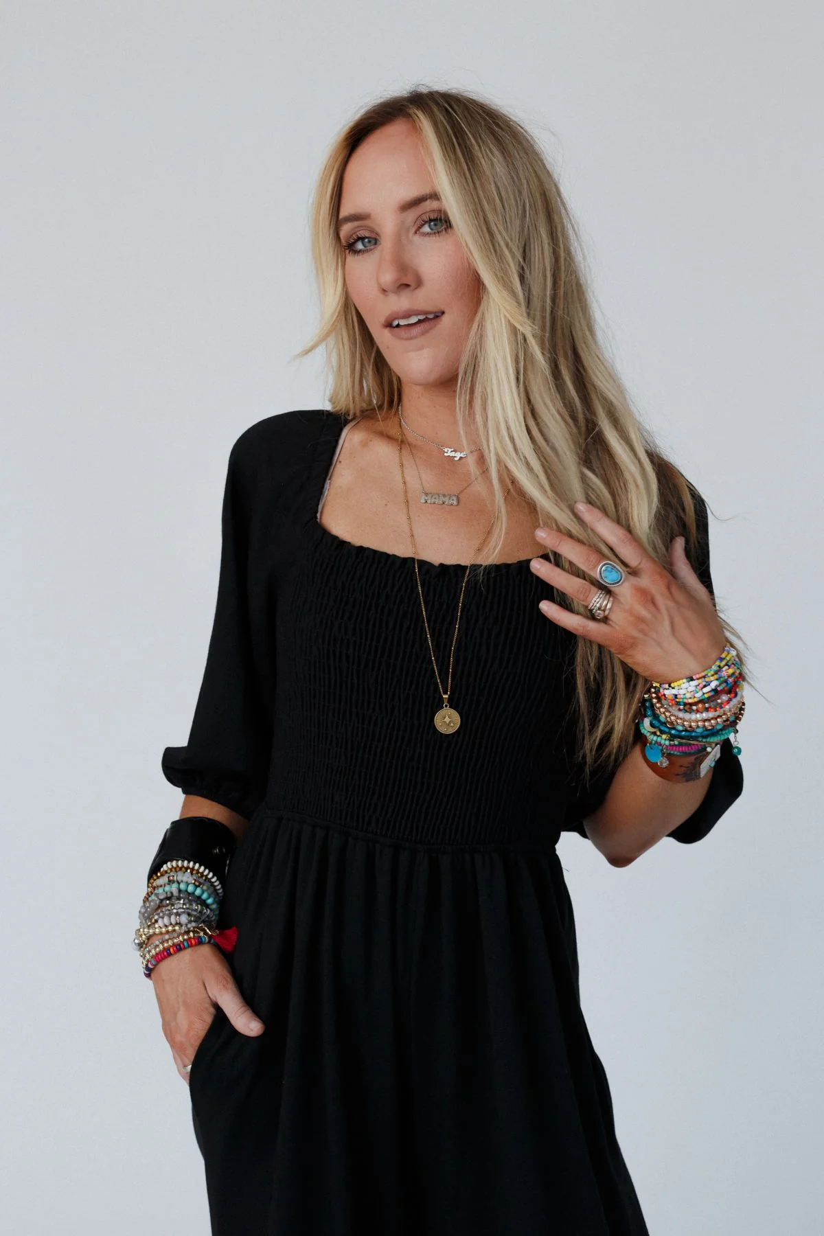 The Nest Nick Of Time Smocked Jumpsuit - Black - Image 3