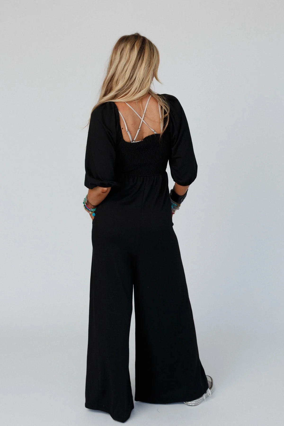 The Nest Nick Of Time Smocked Jumpsuit - Black - Image 4