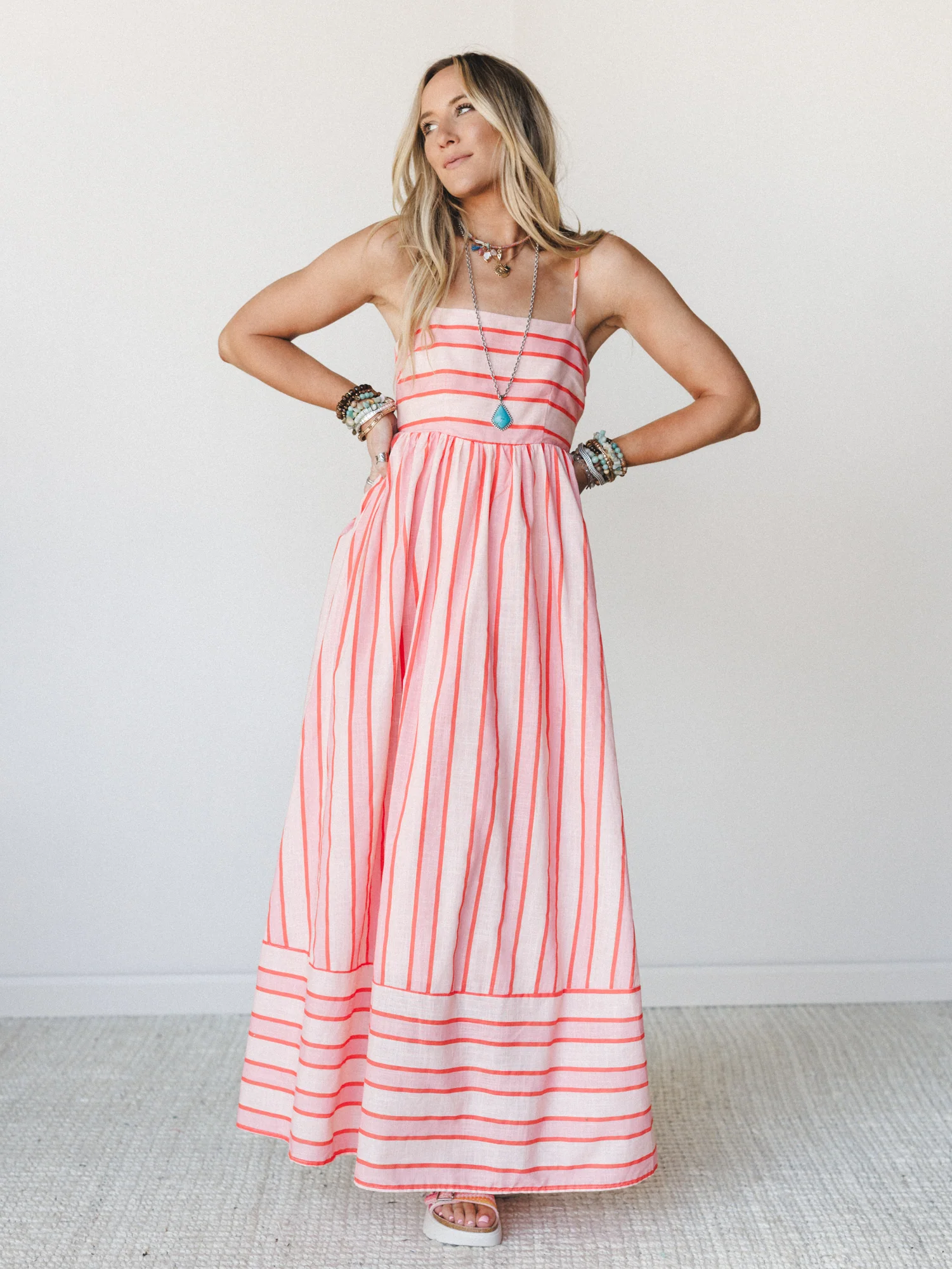 Nina Striped Dress - Blush - Image 5