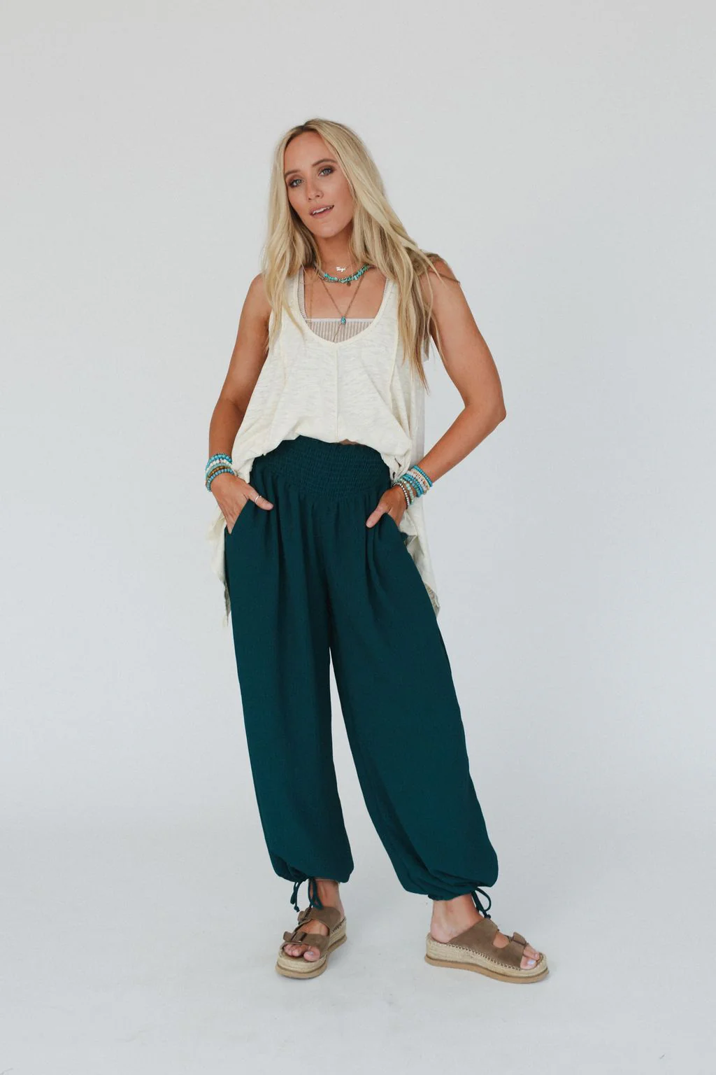 The Nest Oceana Cinched Pants - Hunter Green - Image 8