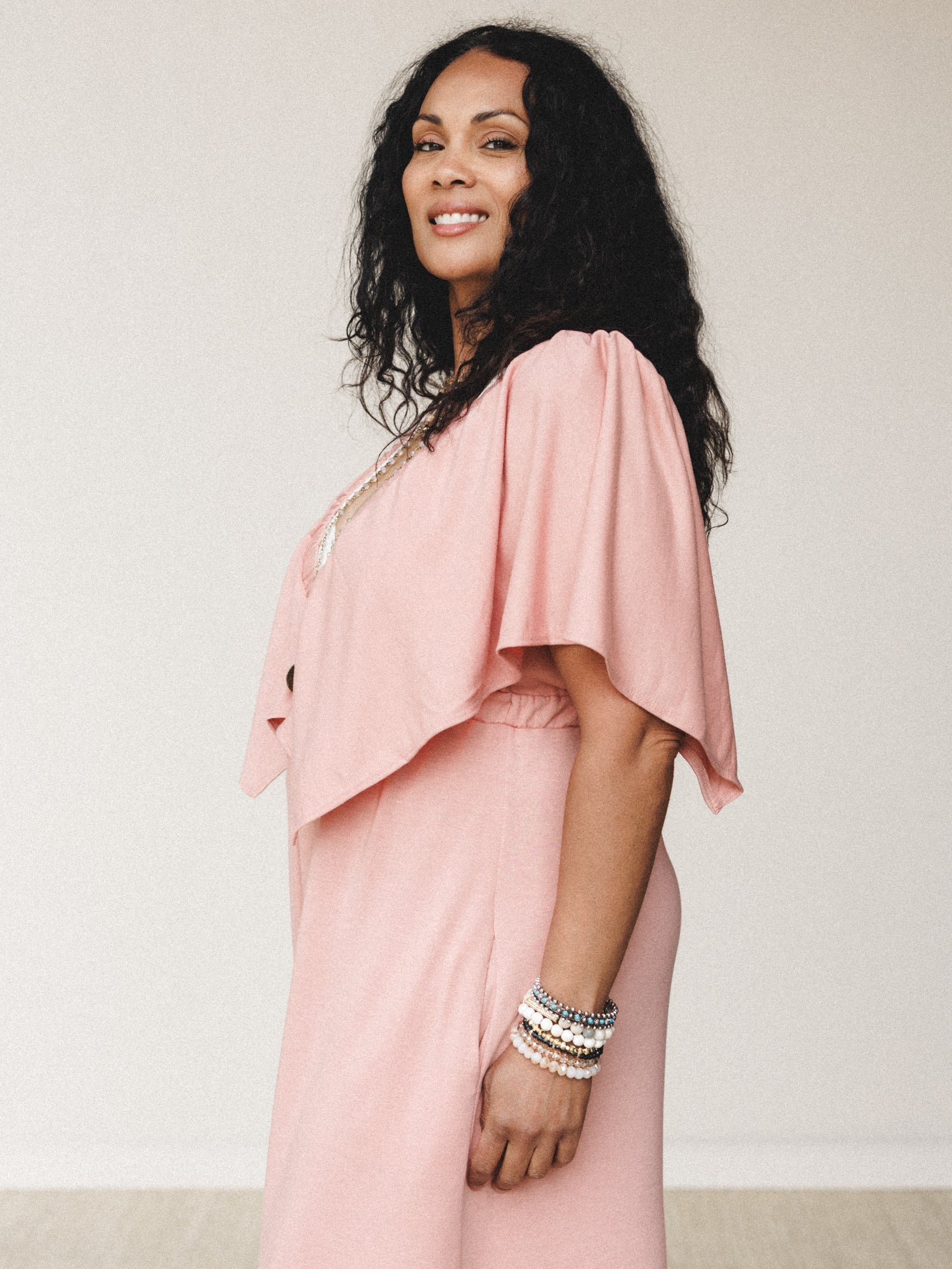 The Nest On Repeat Open Back Ruffle Jumpsuit - Shadow Blush - Image 3