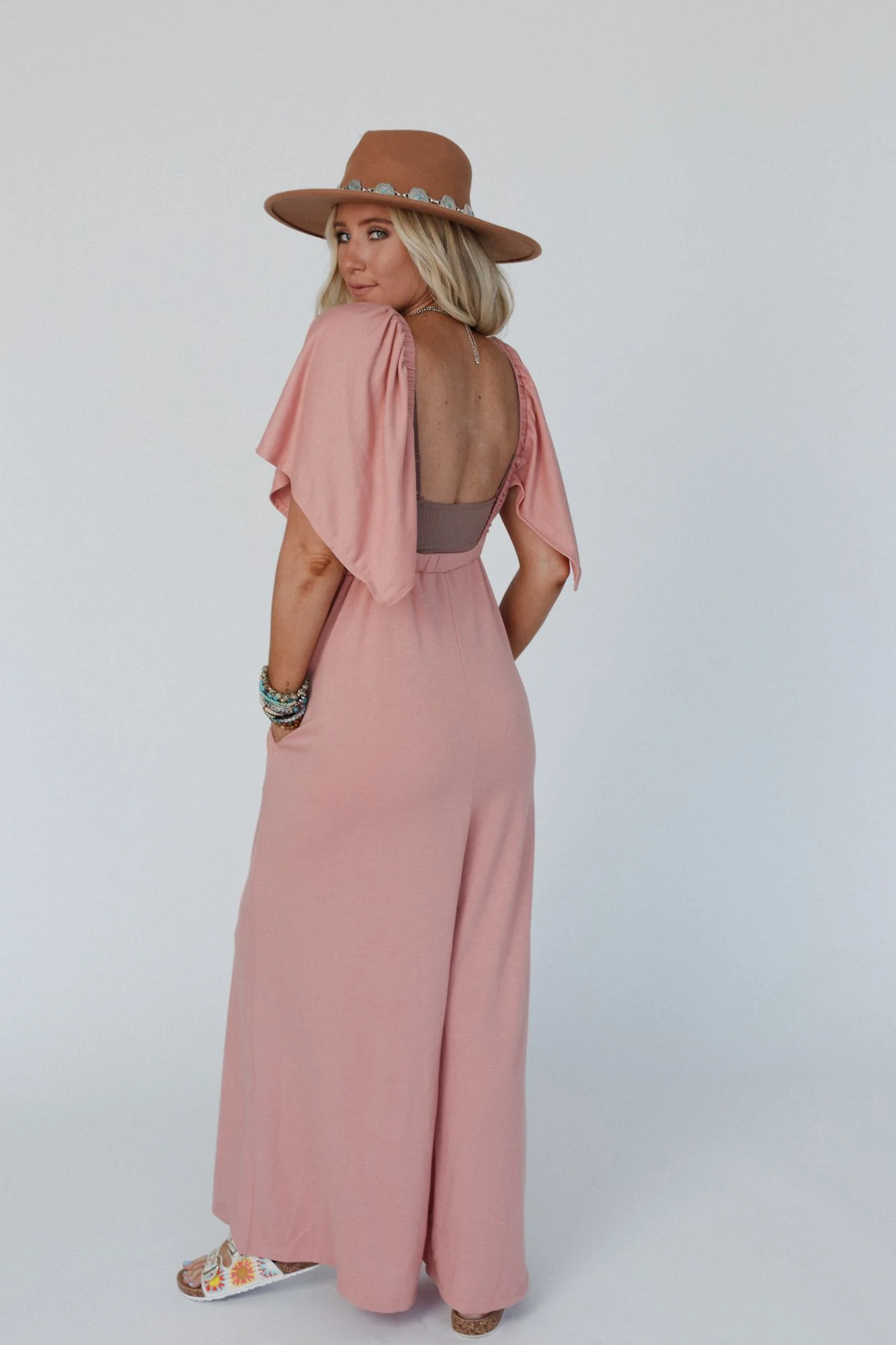 The Nest On Repeat Open Back Ruffle Jumpsuit - Shadow Blush - Image 7