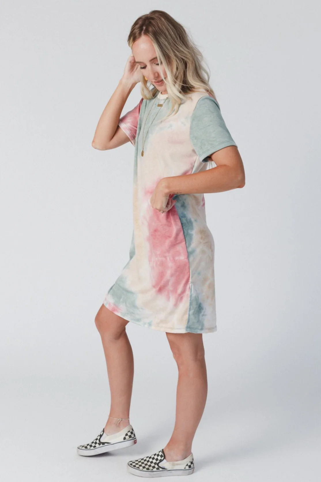 The Nest On The Daily Oversized Slit Tee Dress - Tie Dye - Image 4