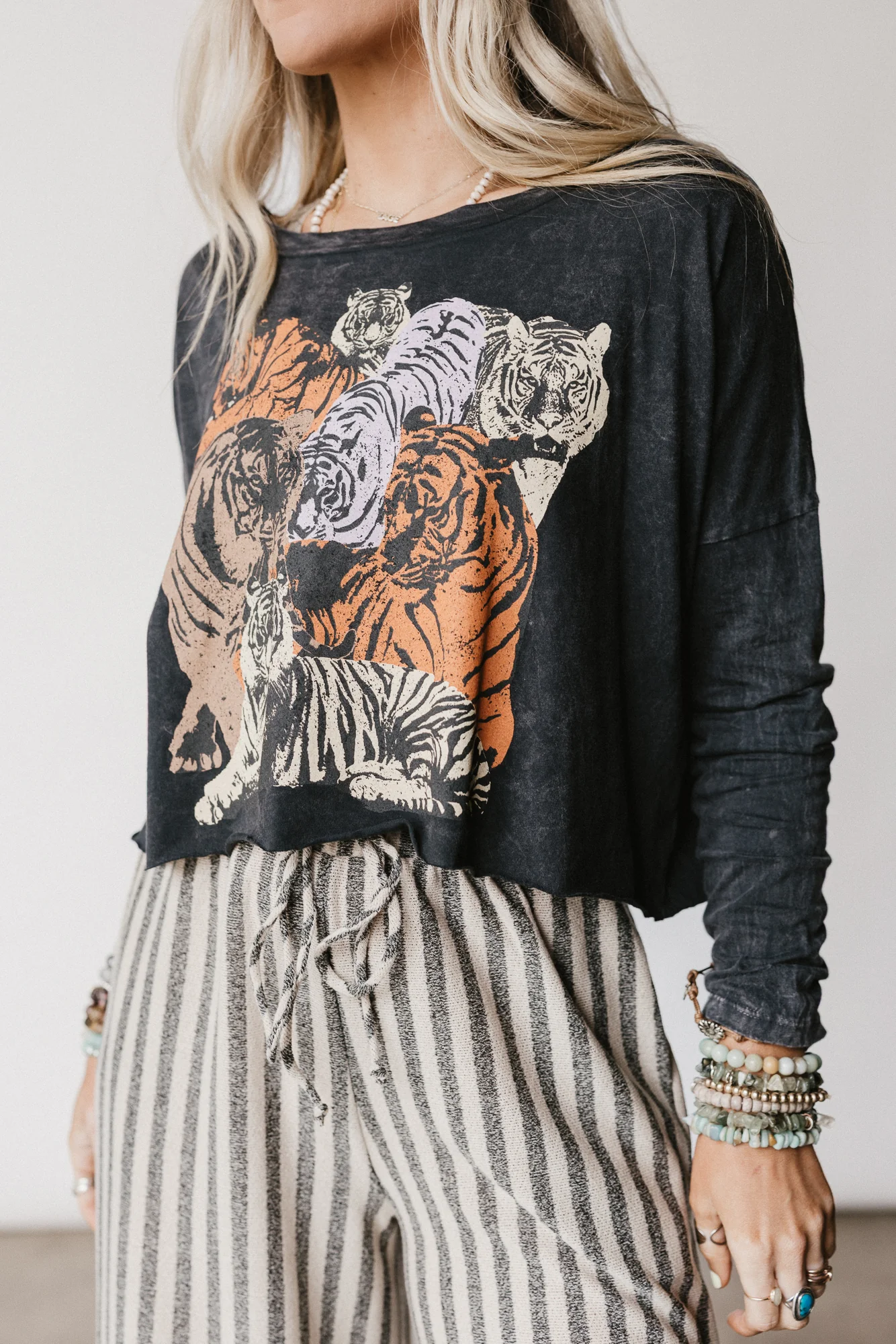 On The Prowl Long Sleeve Top - Charcoal - Image 2