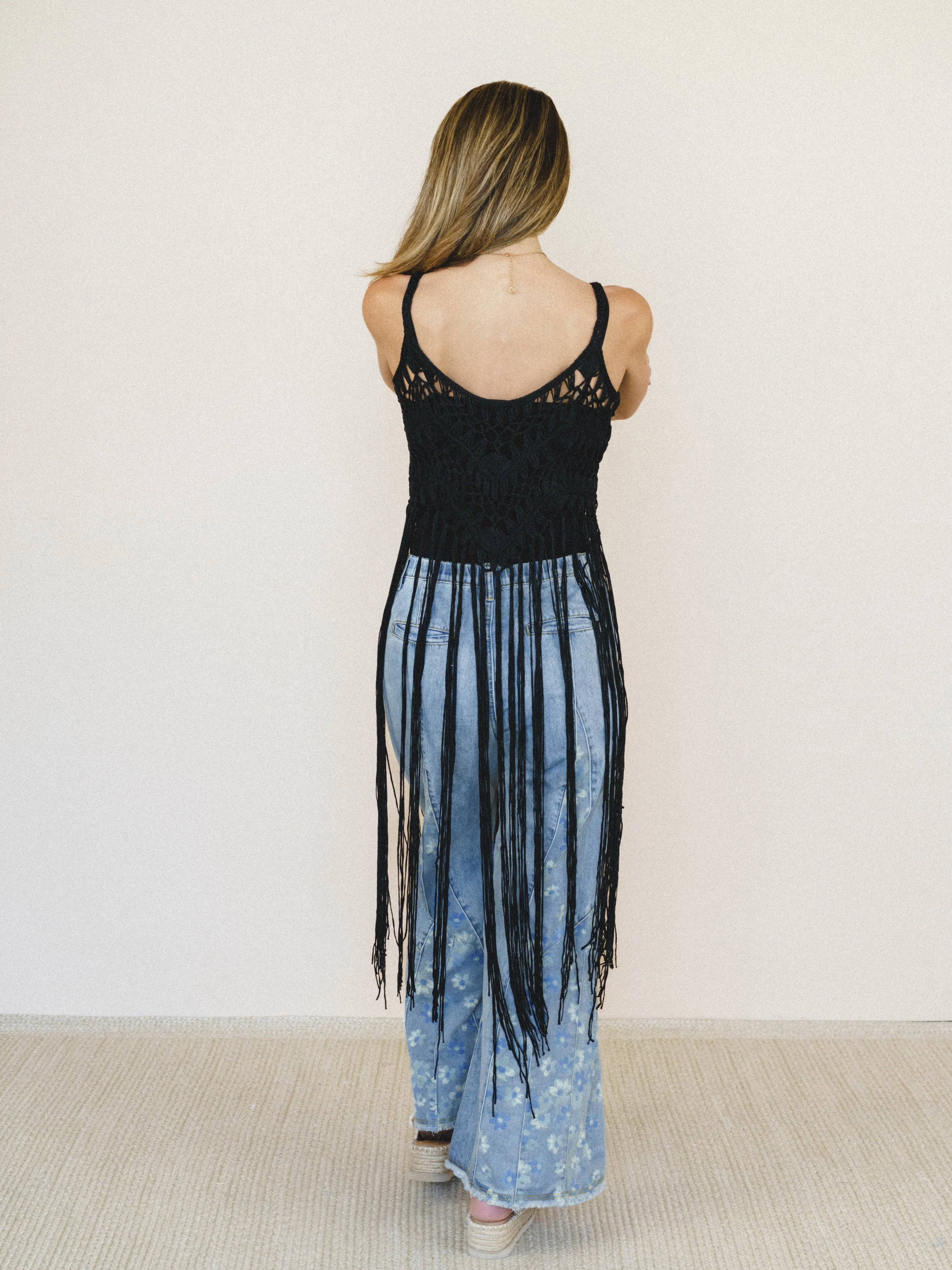 One with Nature Fringe Top - Black - Image 3