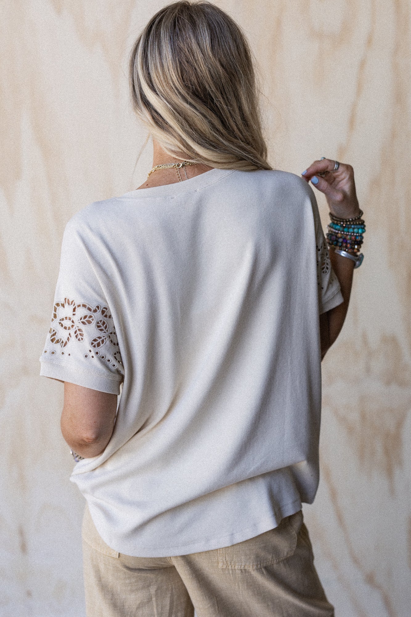 Open Horizon Eyelet Top - Beige - Image 6