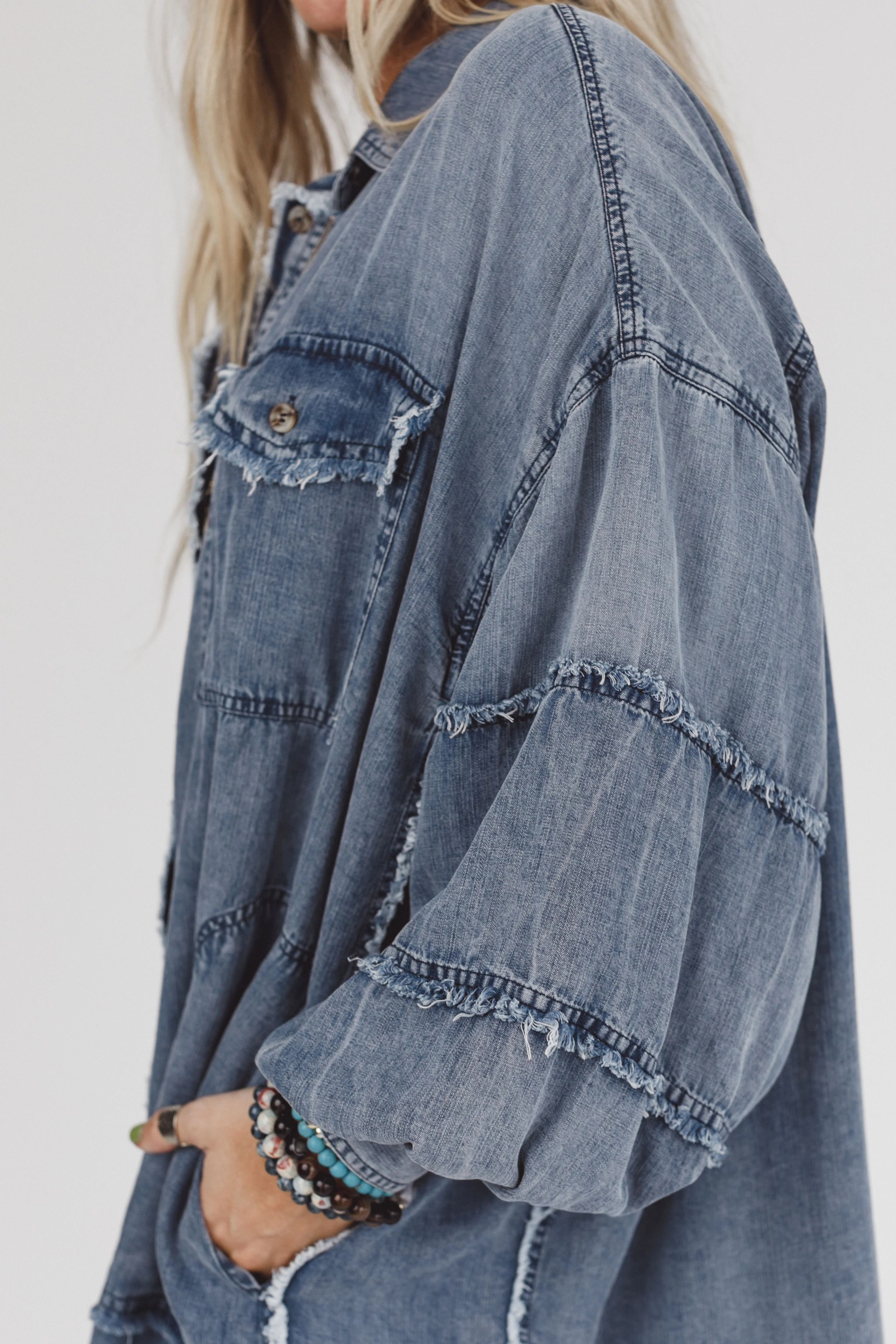 Ophelia Oversized Denim Dress - Dark Denim - Image 3