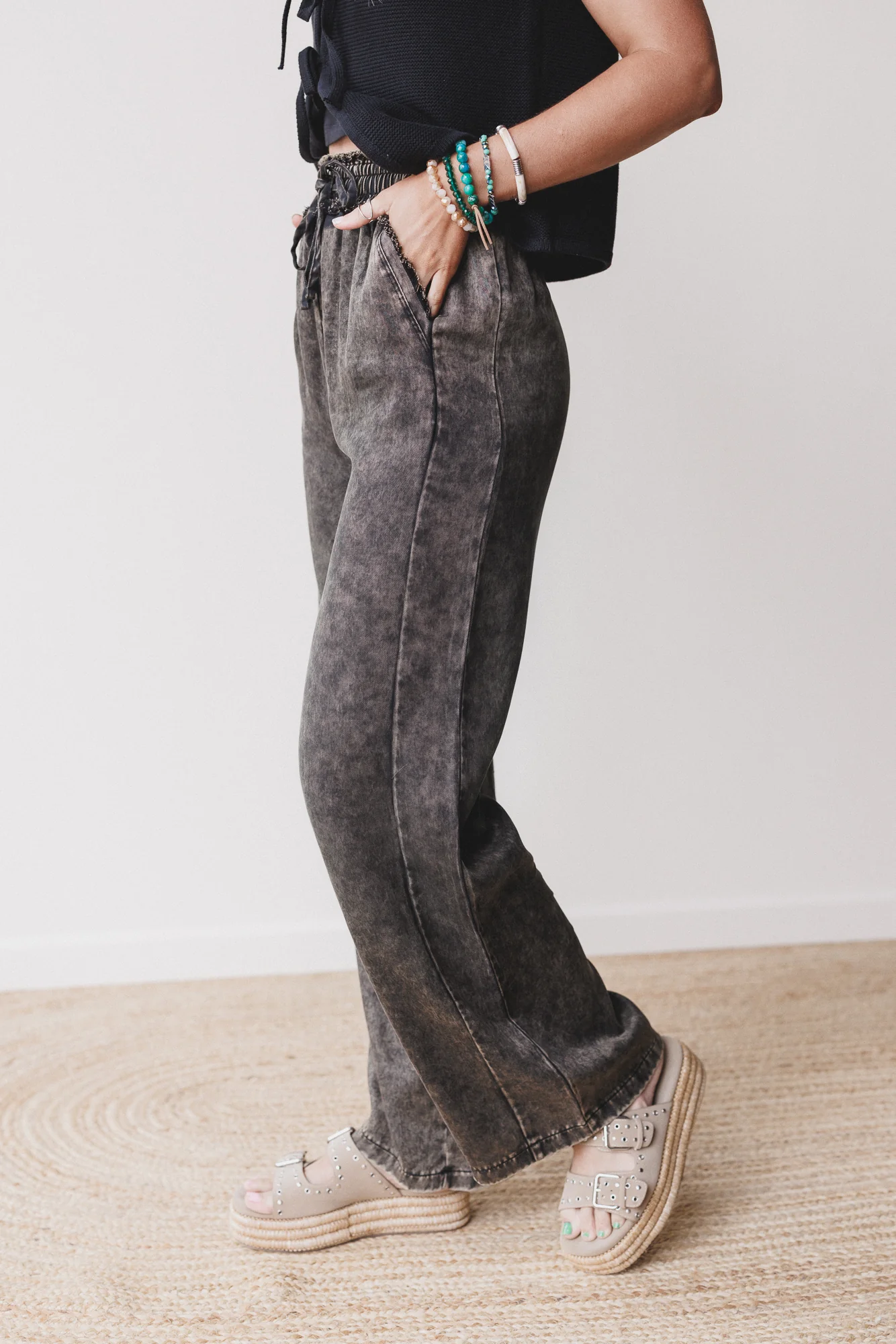 Out And About Drawstring Pants - Black