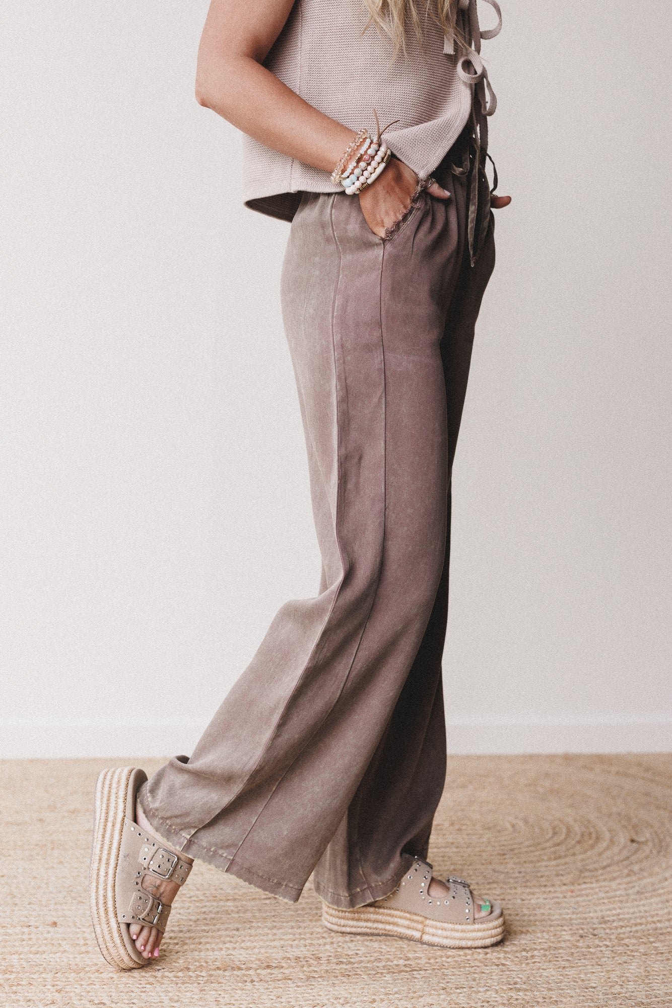 Out And About Drawstring Pants - Mocha - Image 2