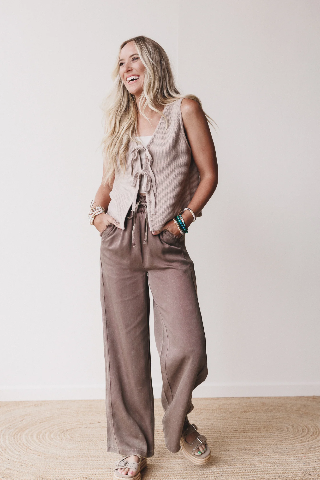 Out And About Drawstring Pants - Mocha - Image 4