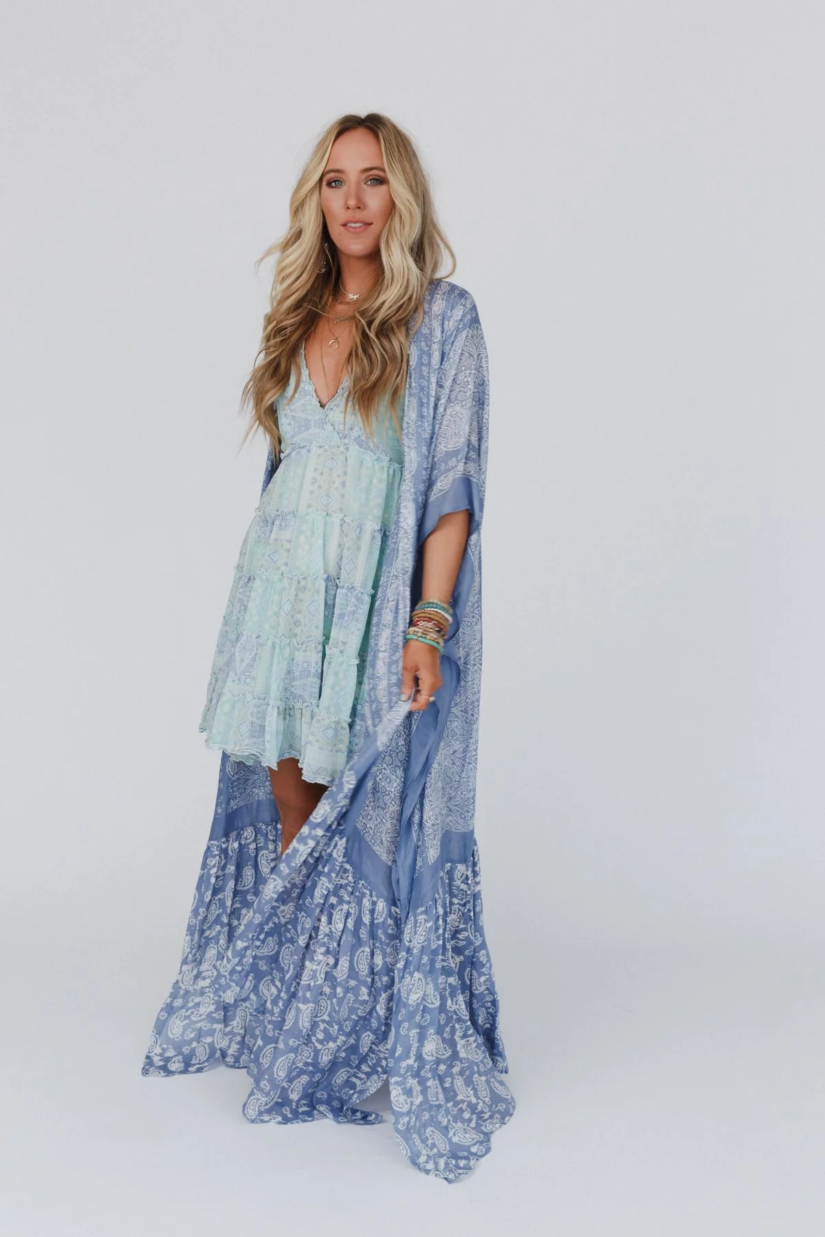 Paisley Tapestry Free Flow Duster Kimono - Chambray - Image 6
