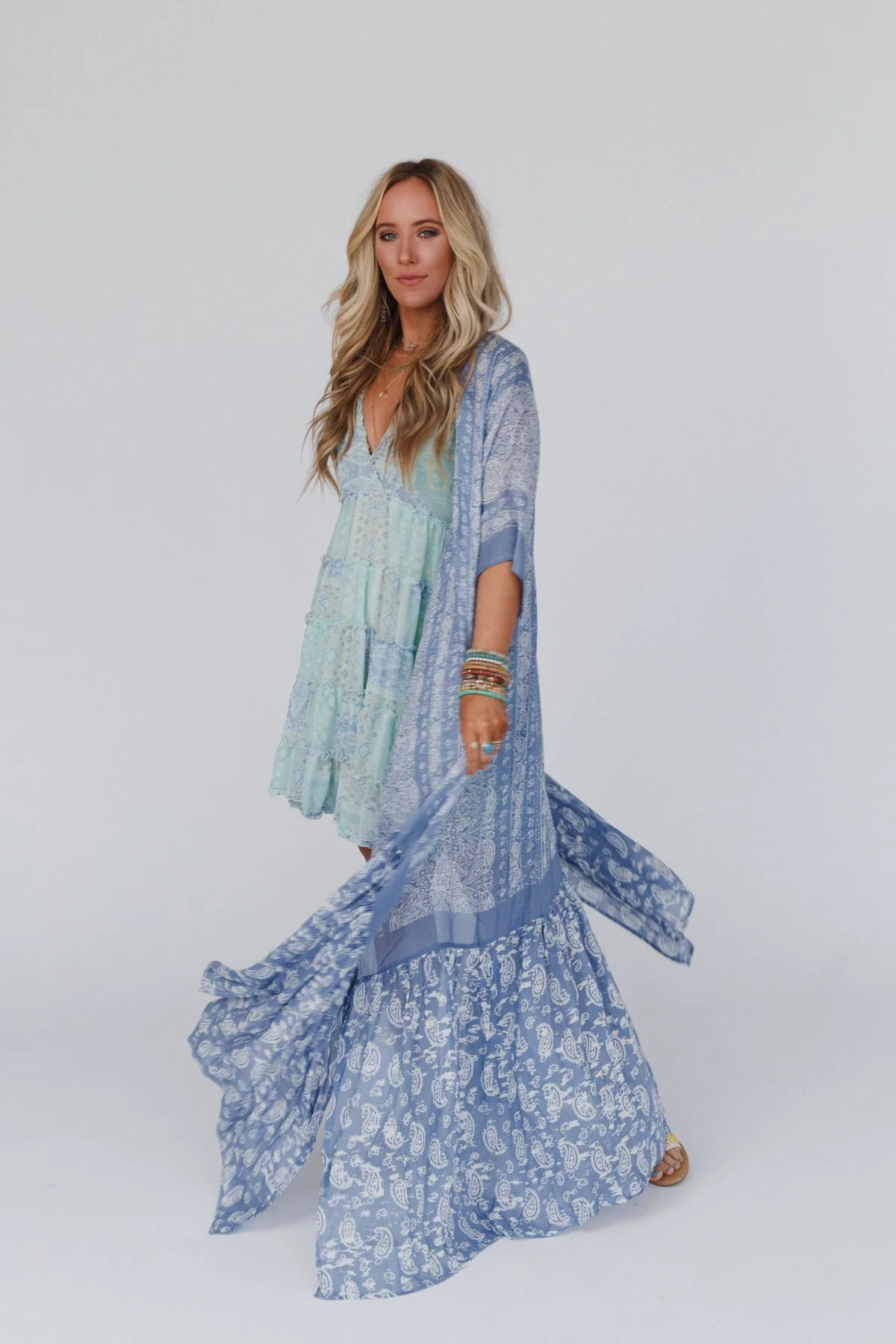 Paisley Tapestry Free Flow Duster Kimono - Chambray - Image 9