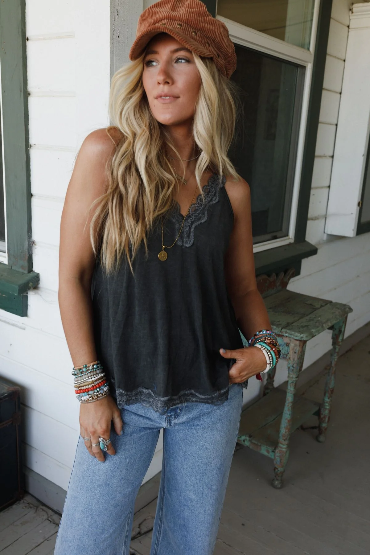 Palm Desert Lace Trim Top - Black - Image 10