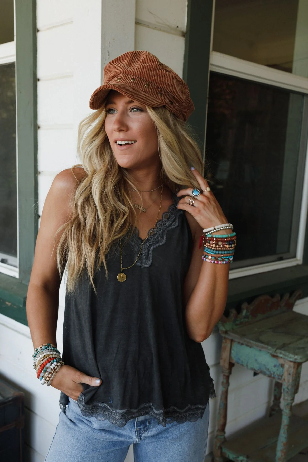 Palm Desert Lace Trim Top - Black - Image 8
