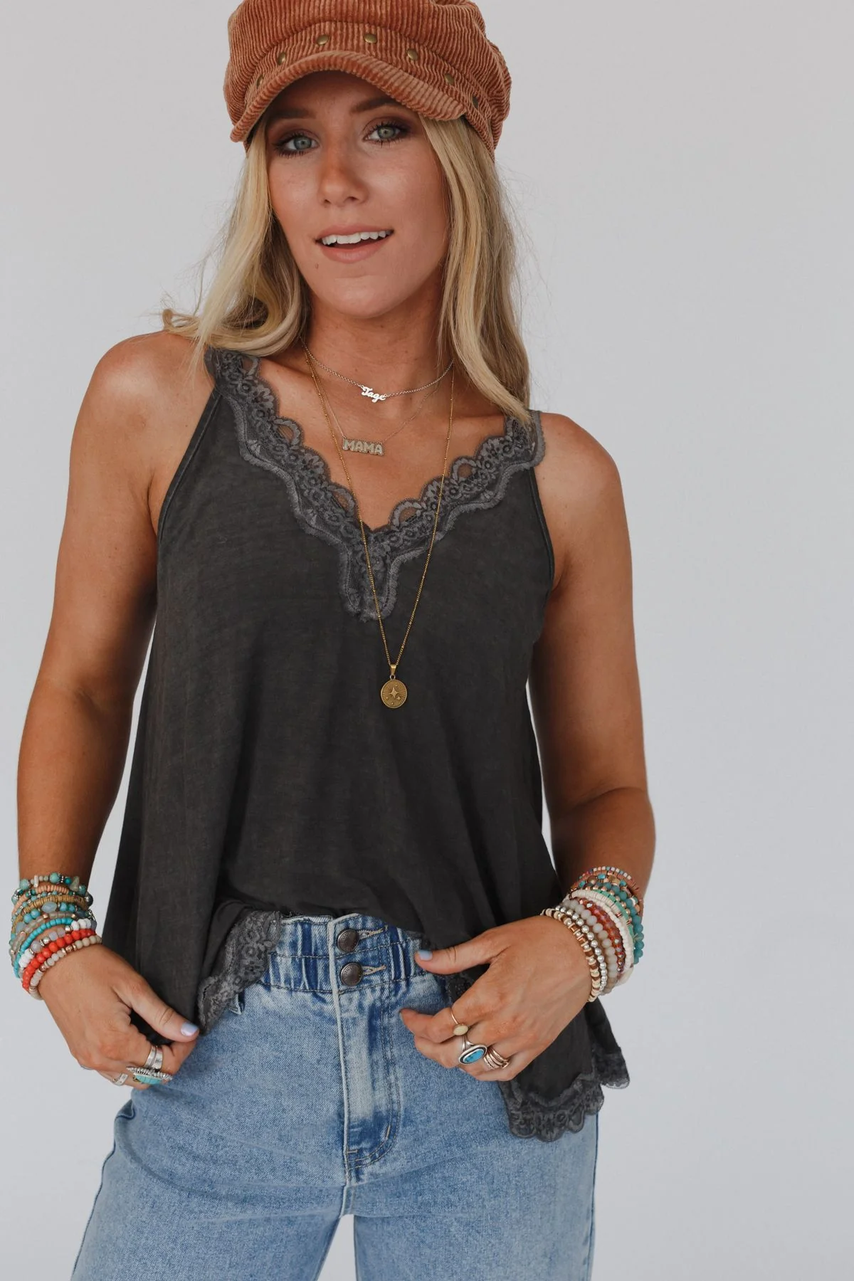Palm Desert Lace Trim Top - Black - Image 3