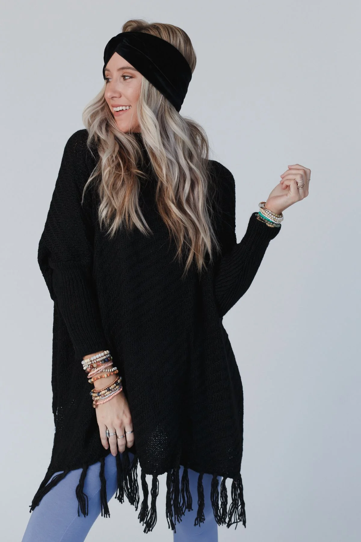 Paloma Poncho Sweater - Black - Image 10