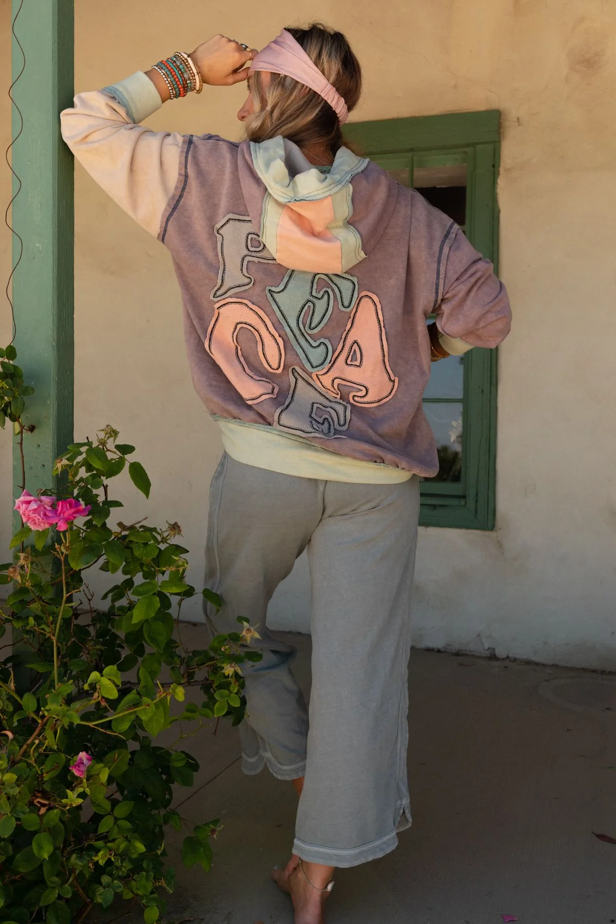 Peace Out Hoodie - Washed Blue Purple - Image 5