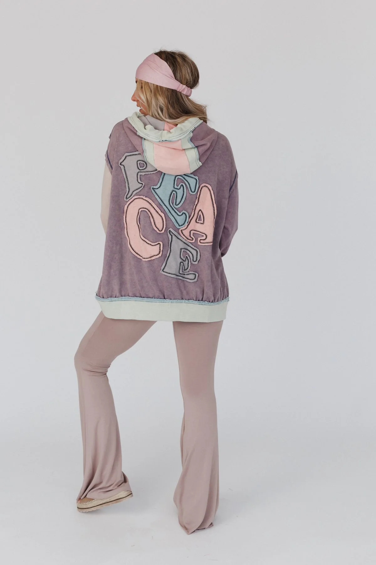 Peace Out Hoodie - Washed Blue Purple - Image 6