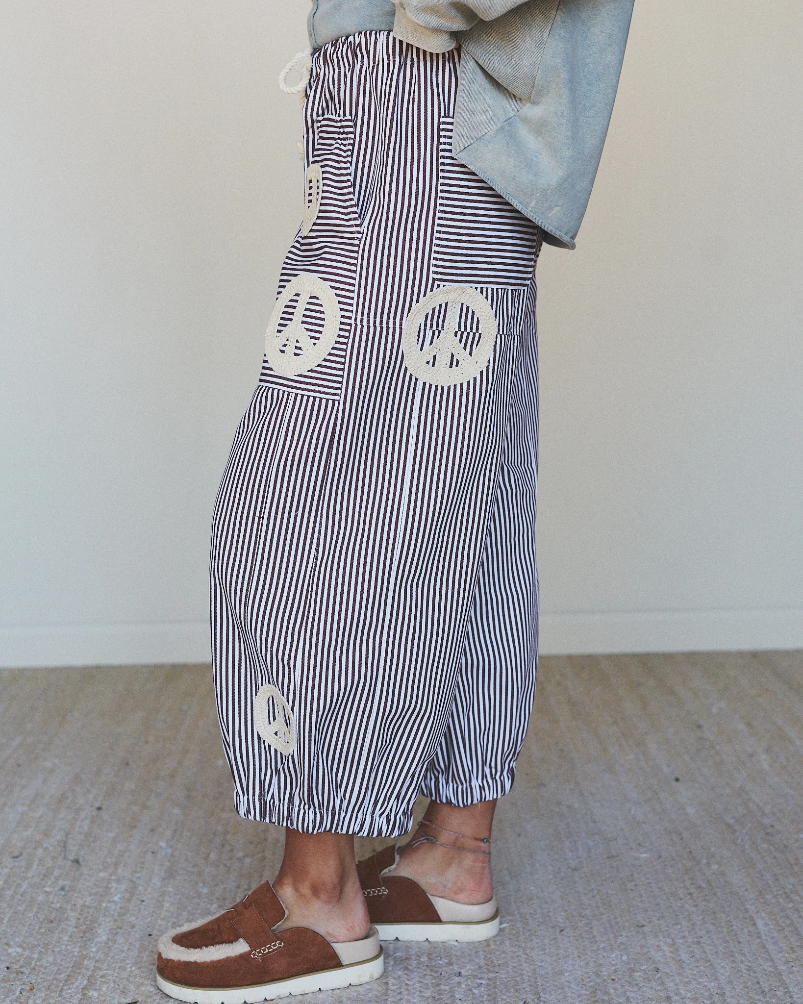 Peace Out Stripe Jeans - Brown - Image 2