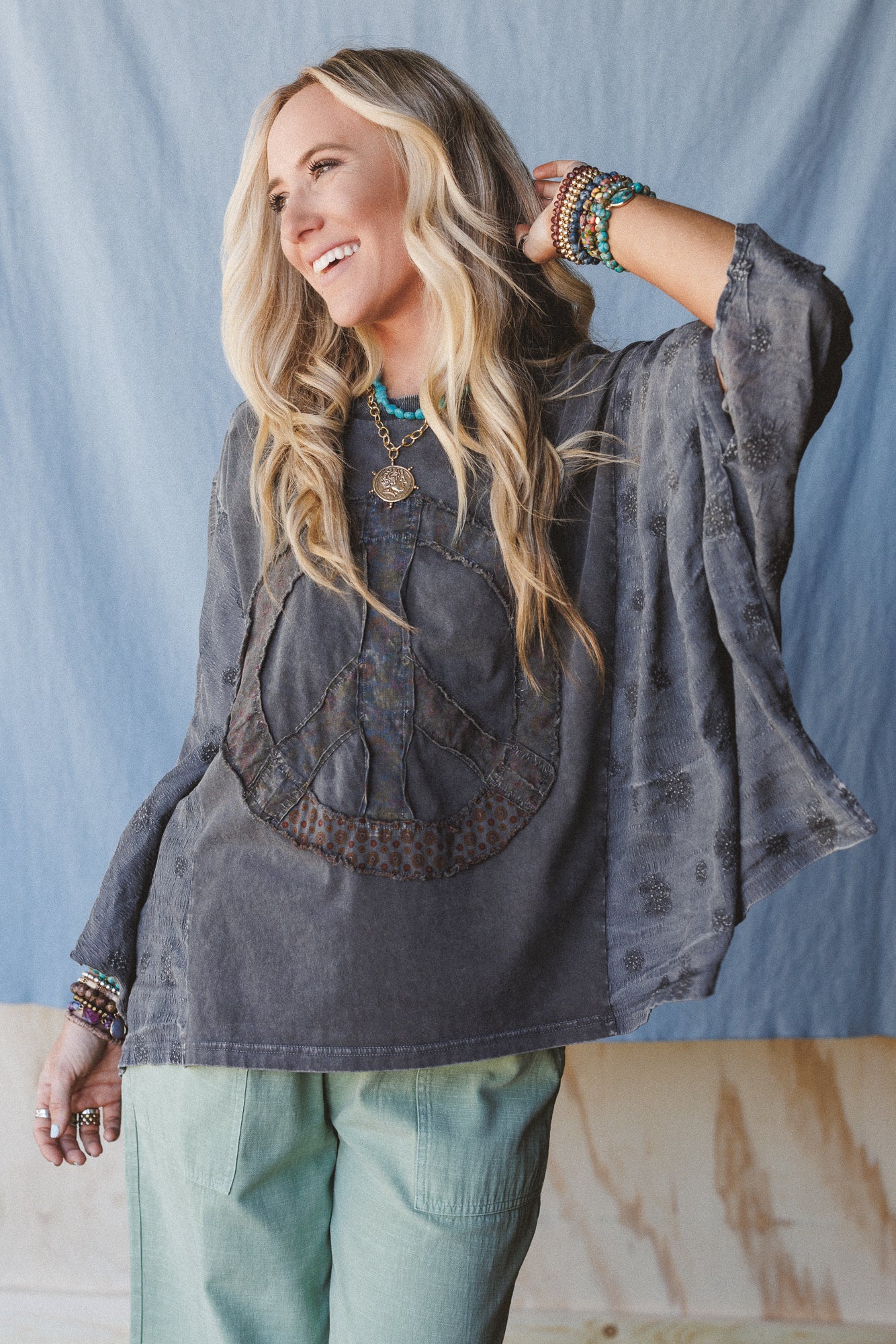 Peace Path Embroidered Top - Black - Pre Order