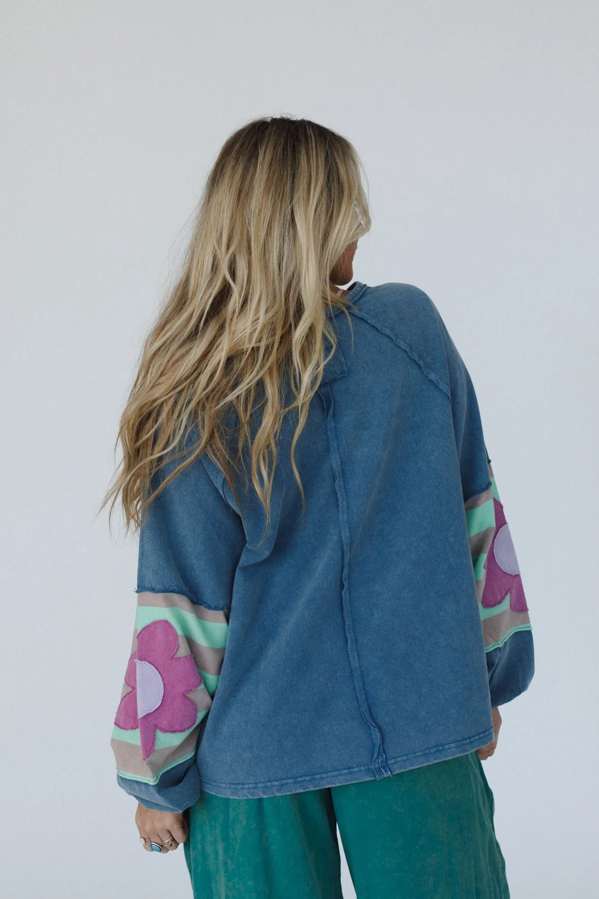 Petal Patch Pullover Top - Blue - Image 4