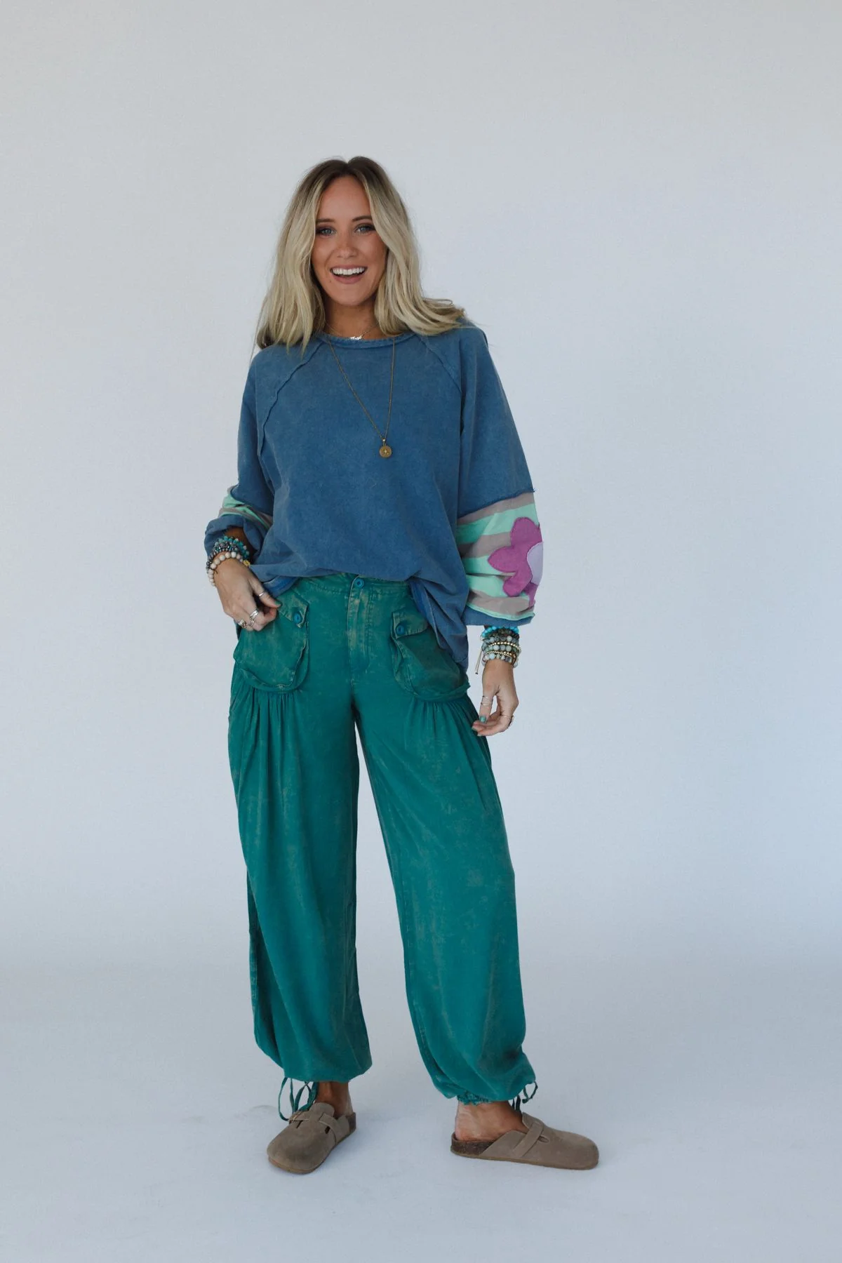 Petal Patch Pullover Top - Blue - Image 5