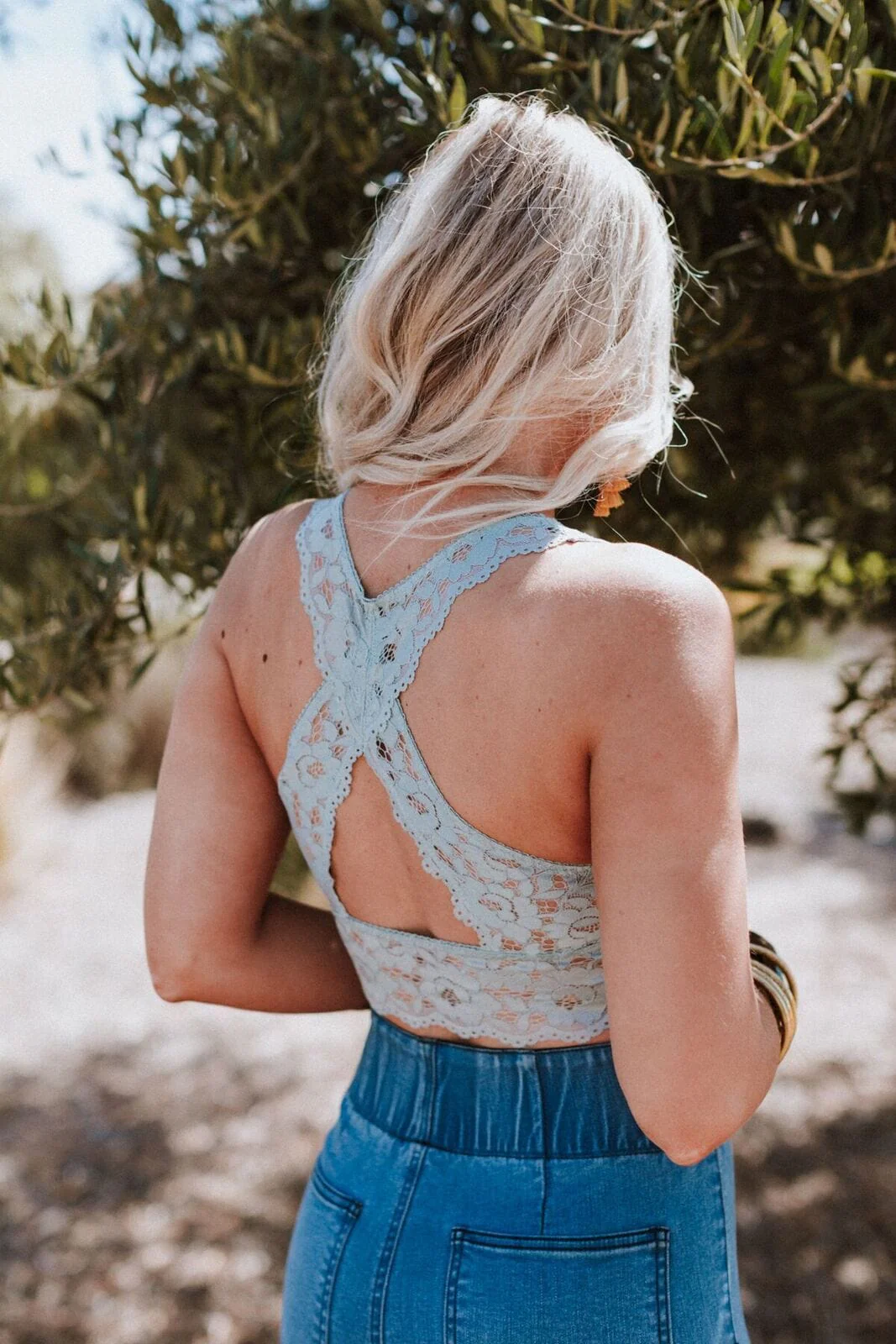 Peyton Lace Cross Back Bralette - Seafoam - Image 4