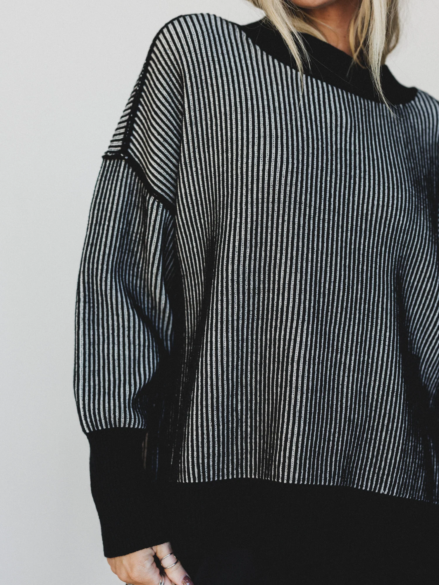 Peyton Striped Sweater - Black - Image 2