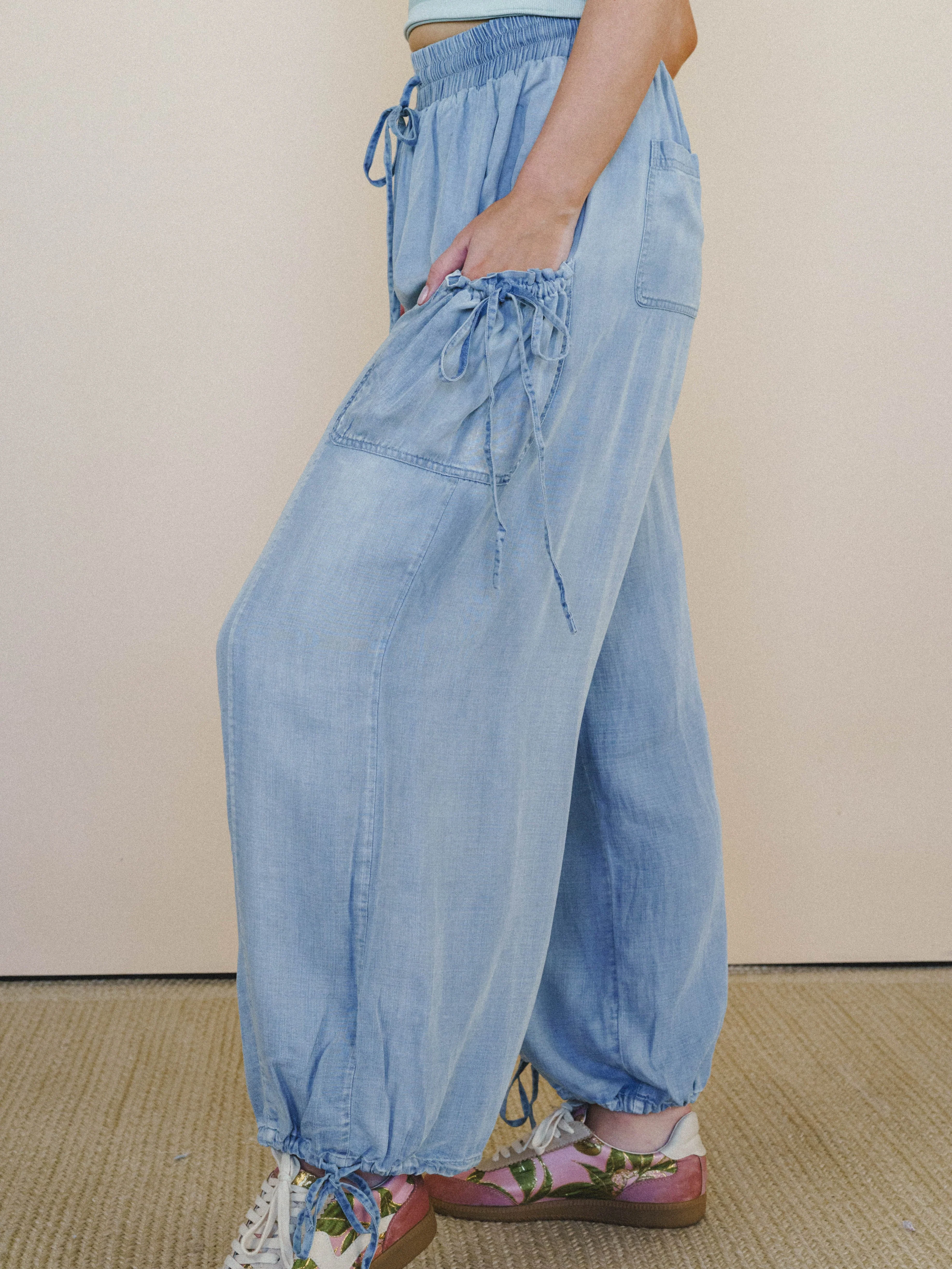 Pocket Full of Flowers Pants - Light Denim - Image 3