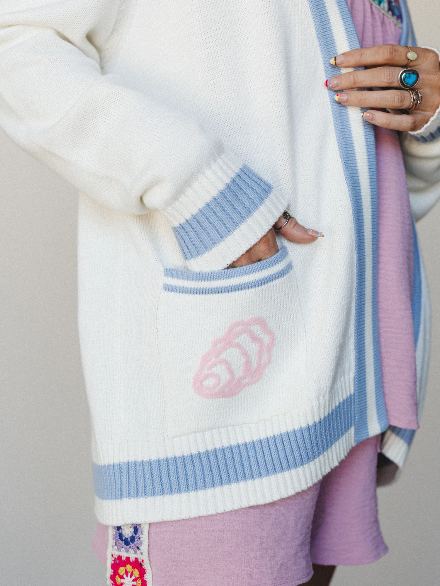 Pocket Full Of Shells Cardigan - Blue Foam - Image 4
