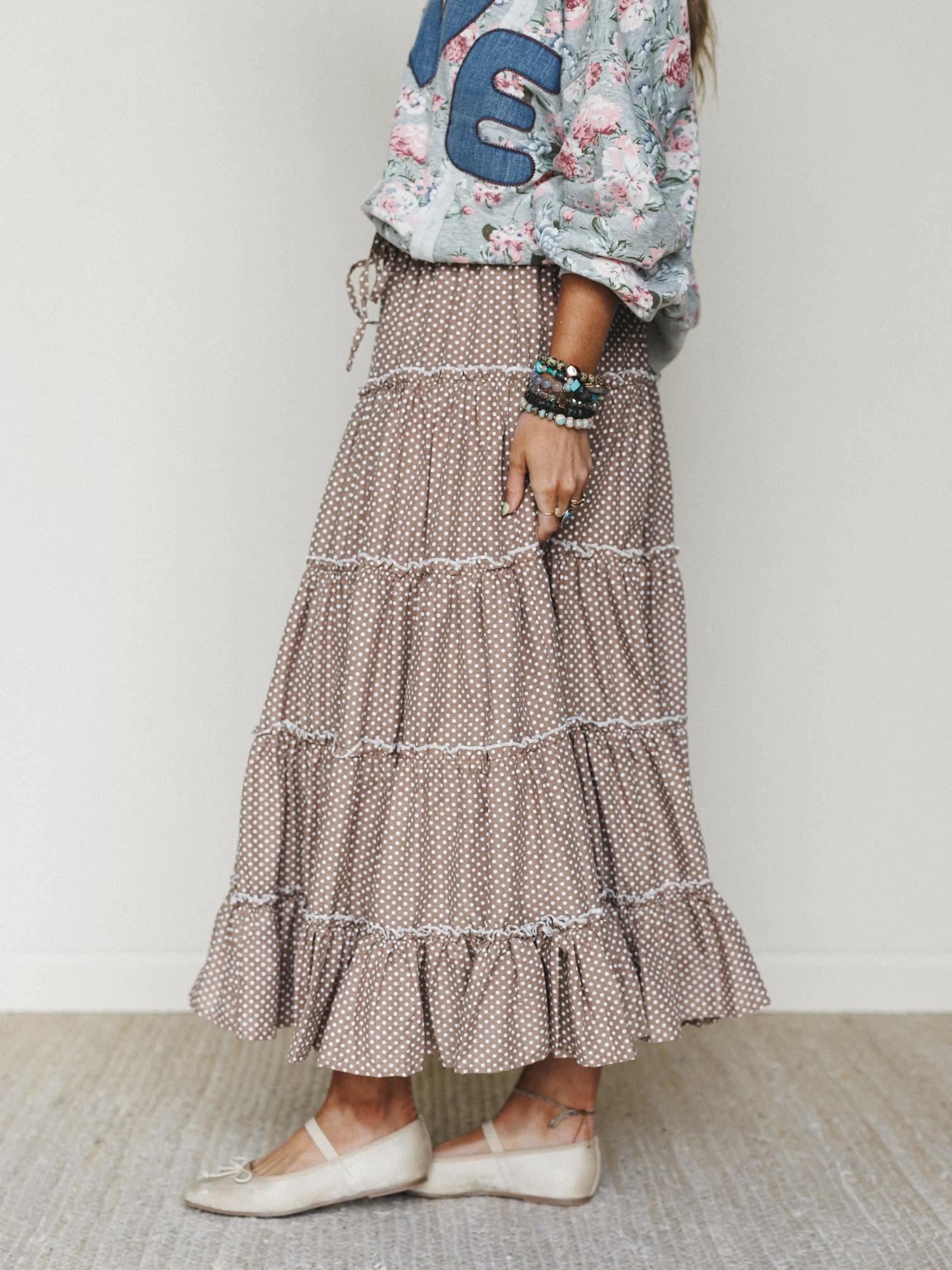 Polka Dot Darling Maxi Skirt - Mocha - Image 4