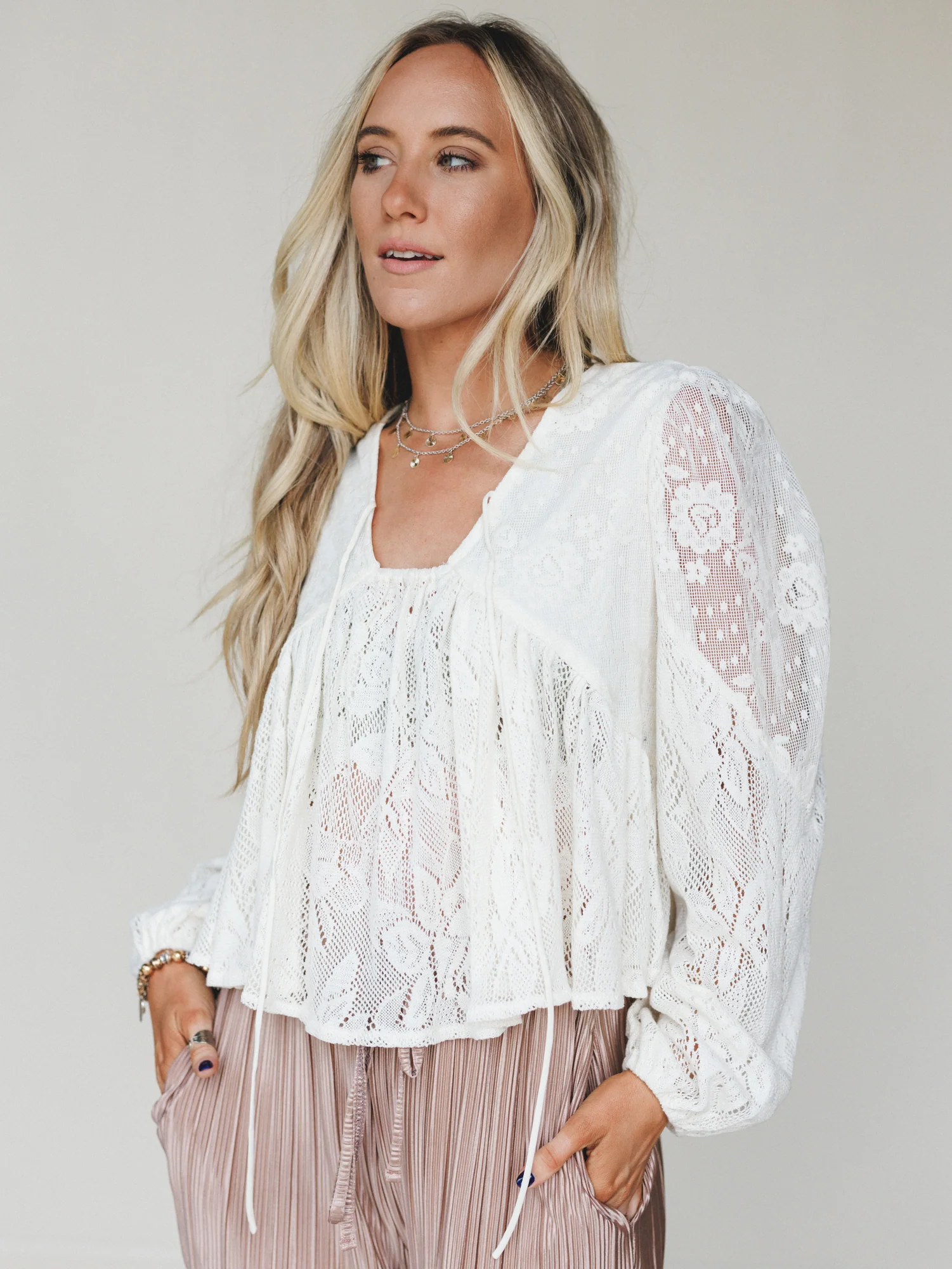 Prairie Mirage Babydoll Top - Cream - Image 3