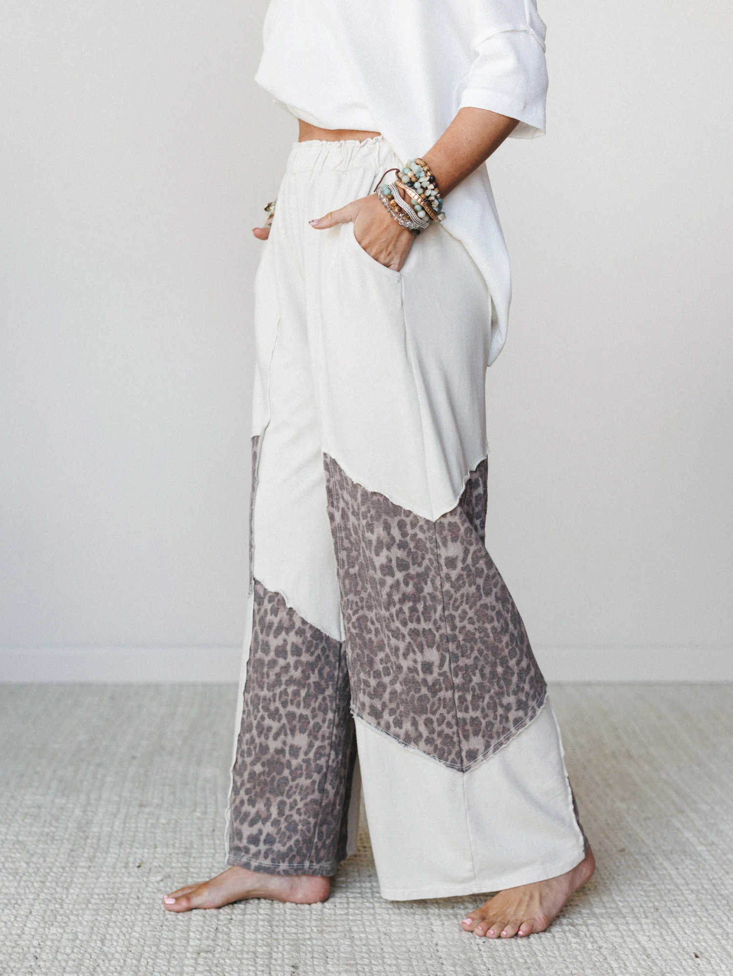 Printed Spirit Wide Leg Pants - Natural - Image 3
