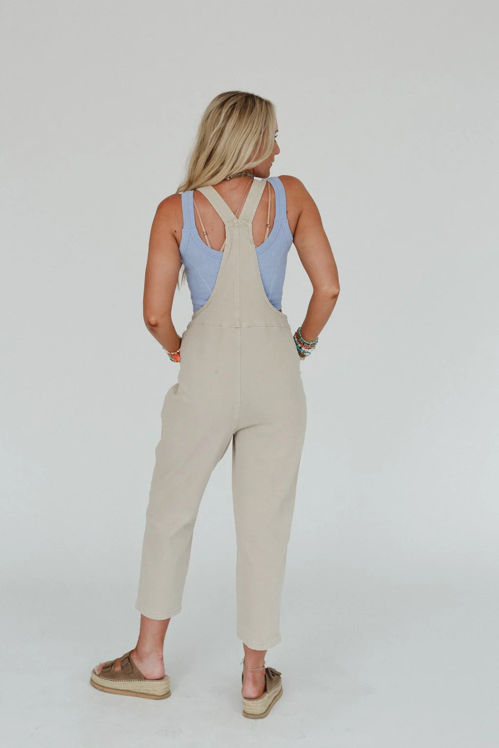 Priya Knot Strap Overalls - Beige - Image 6