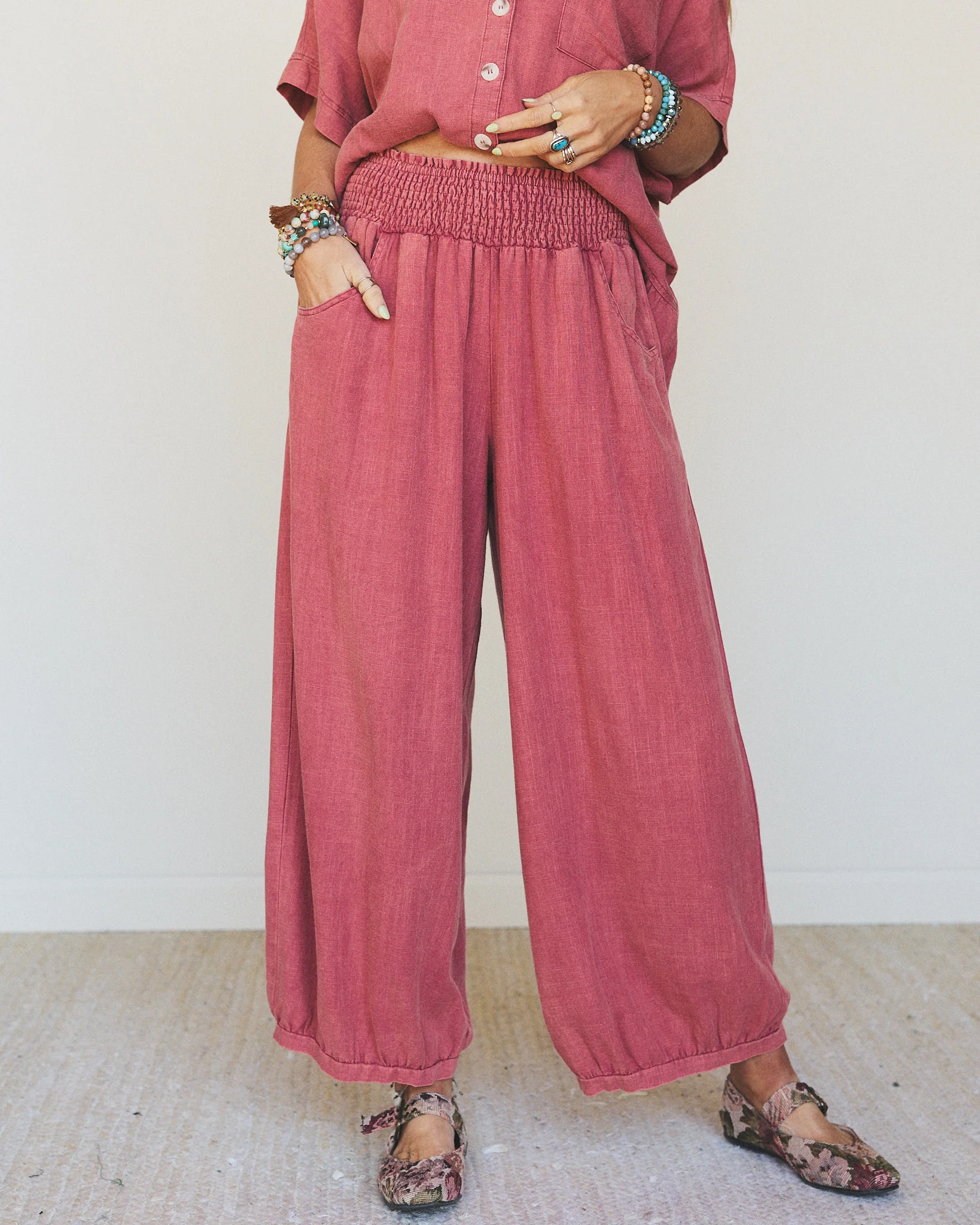 Pure Soul Linen Pants - Boho Red - Image 7