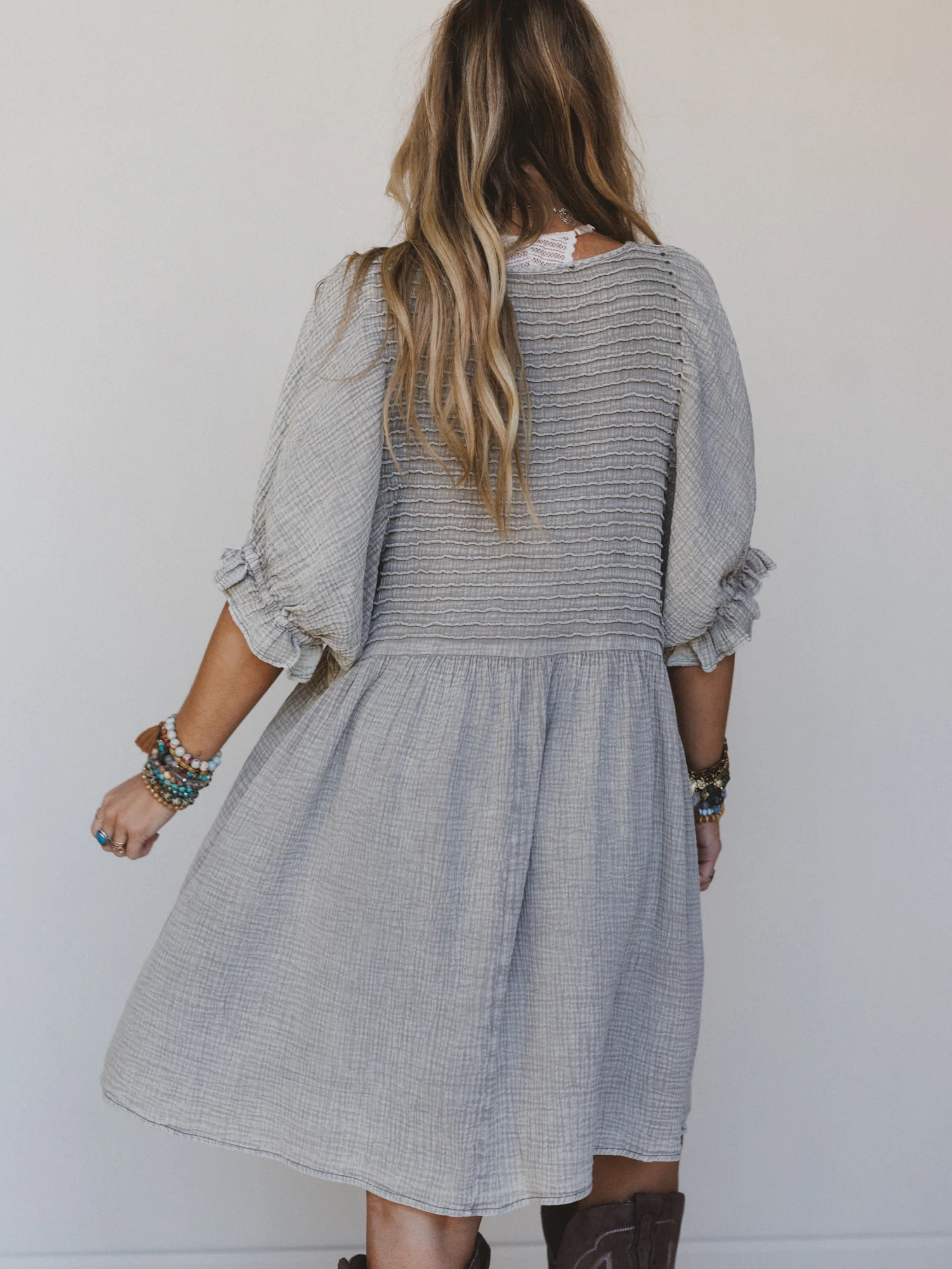 Quinn Puff Sleeve Mini Dress - Ash - Image 6