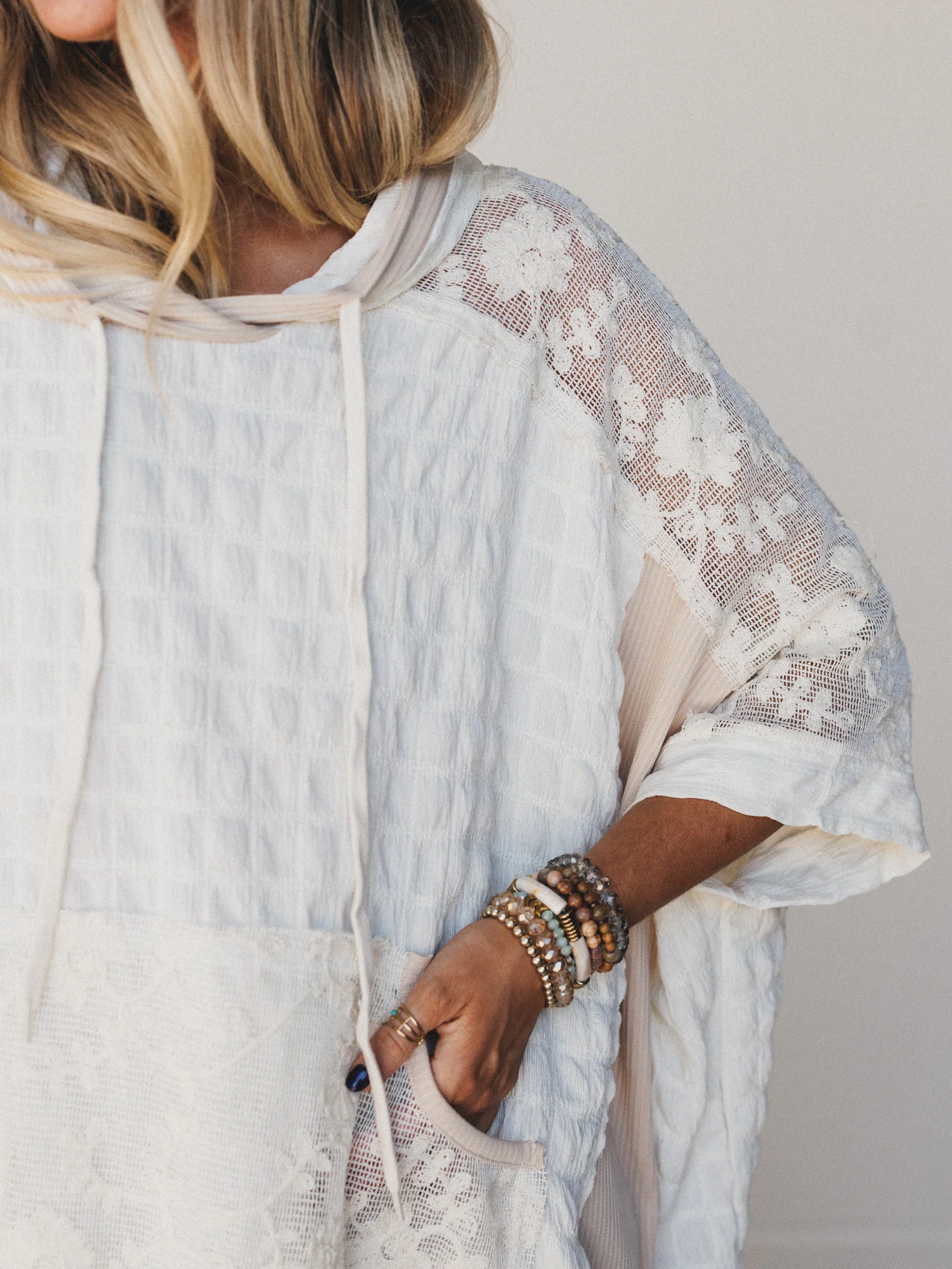 Radiant Wish Embroidered Hoodie Top - Ivory - Pre Order