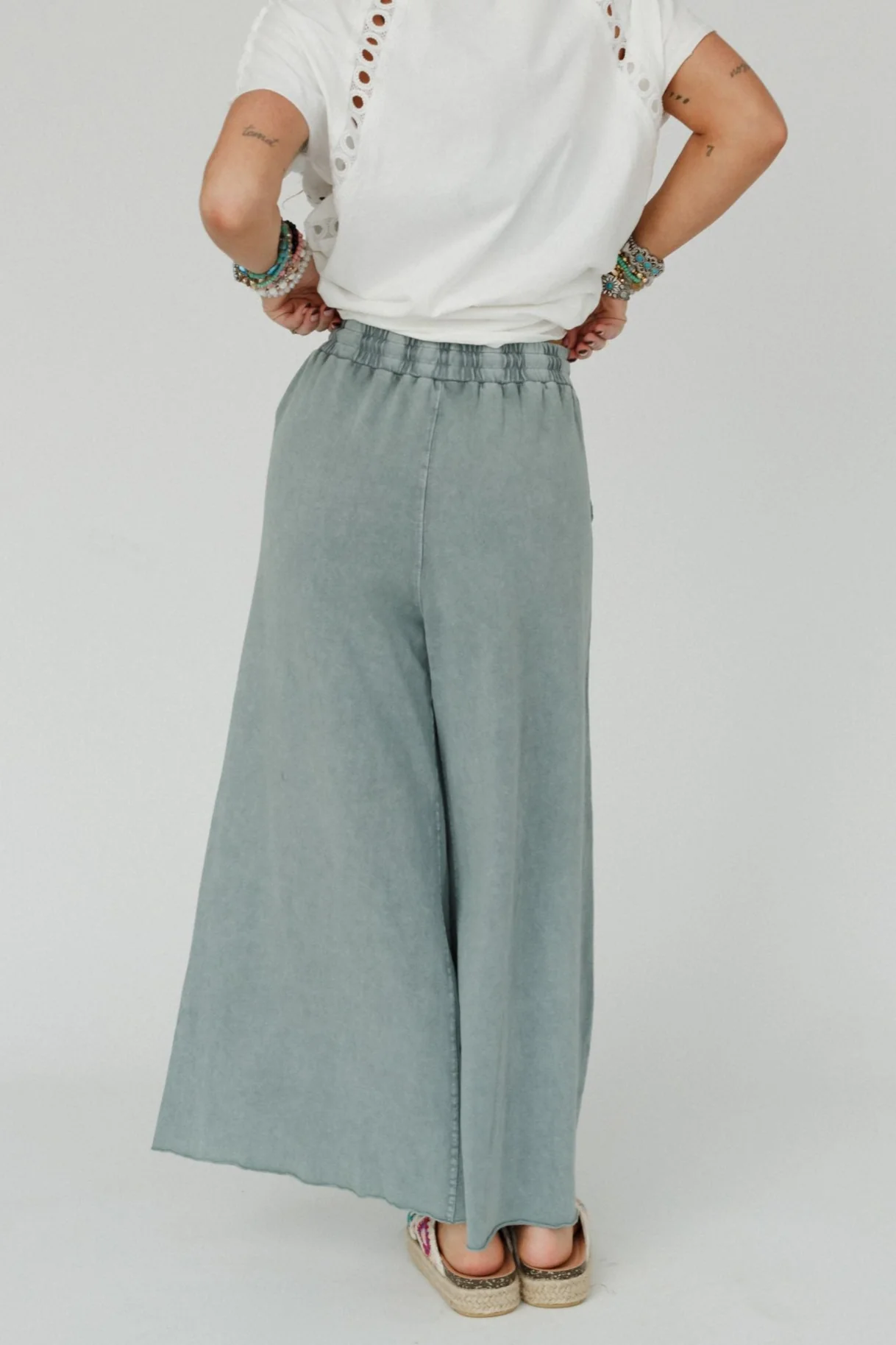 Relaxing Robin Wide Leg Pant - Faded Teal - Image 5