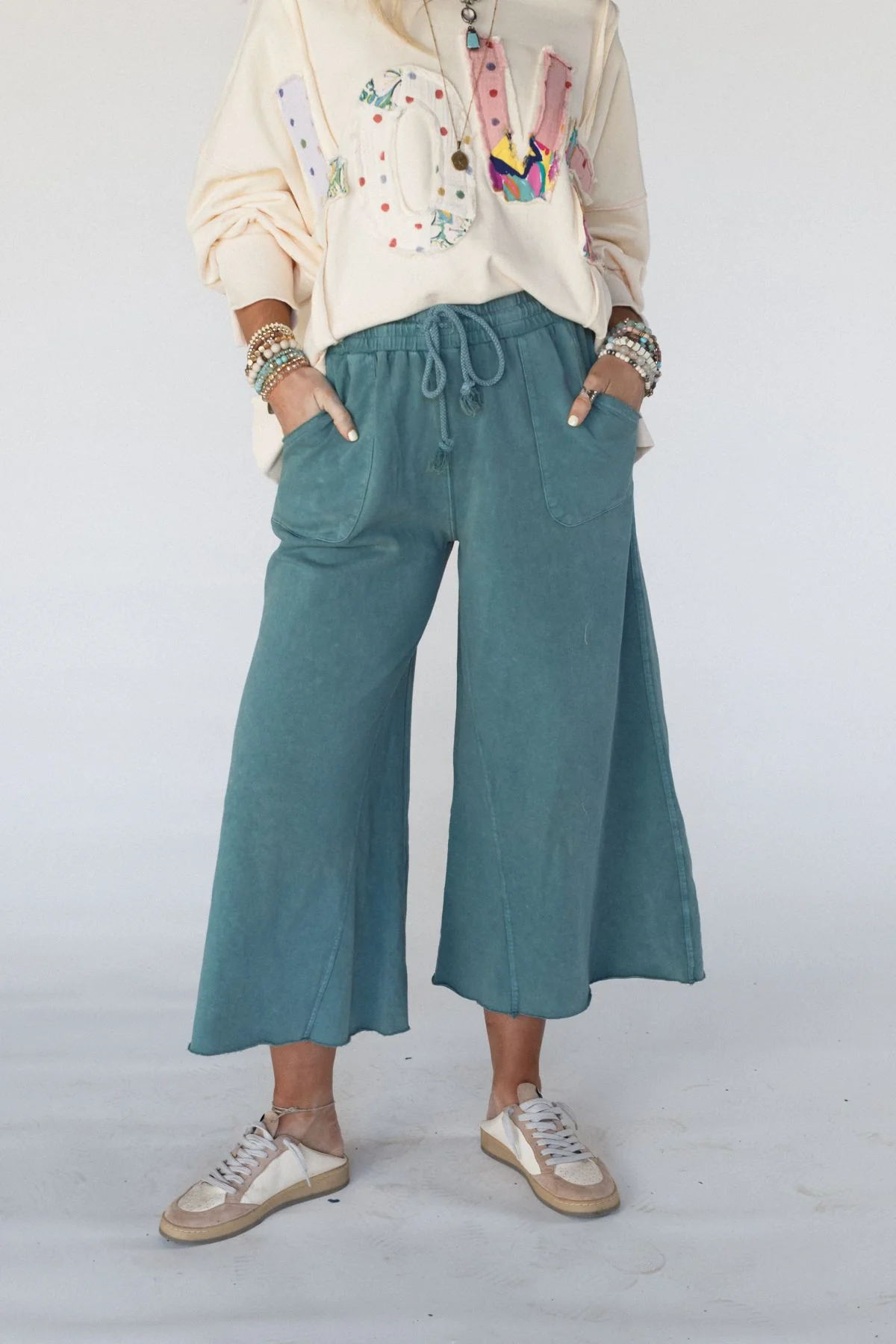 Relaxing Robin Wide Leg Pant - Teal Green - Image 4