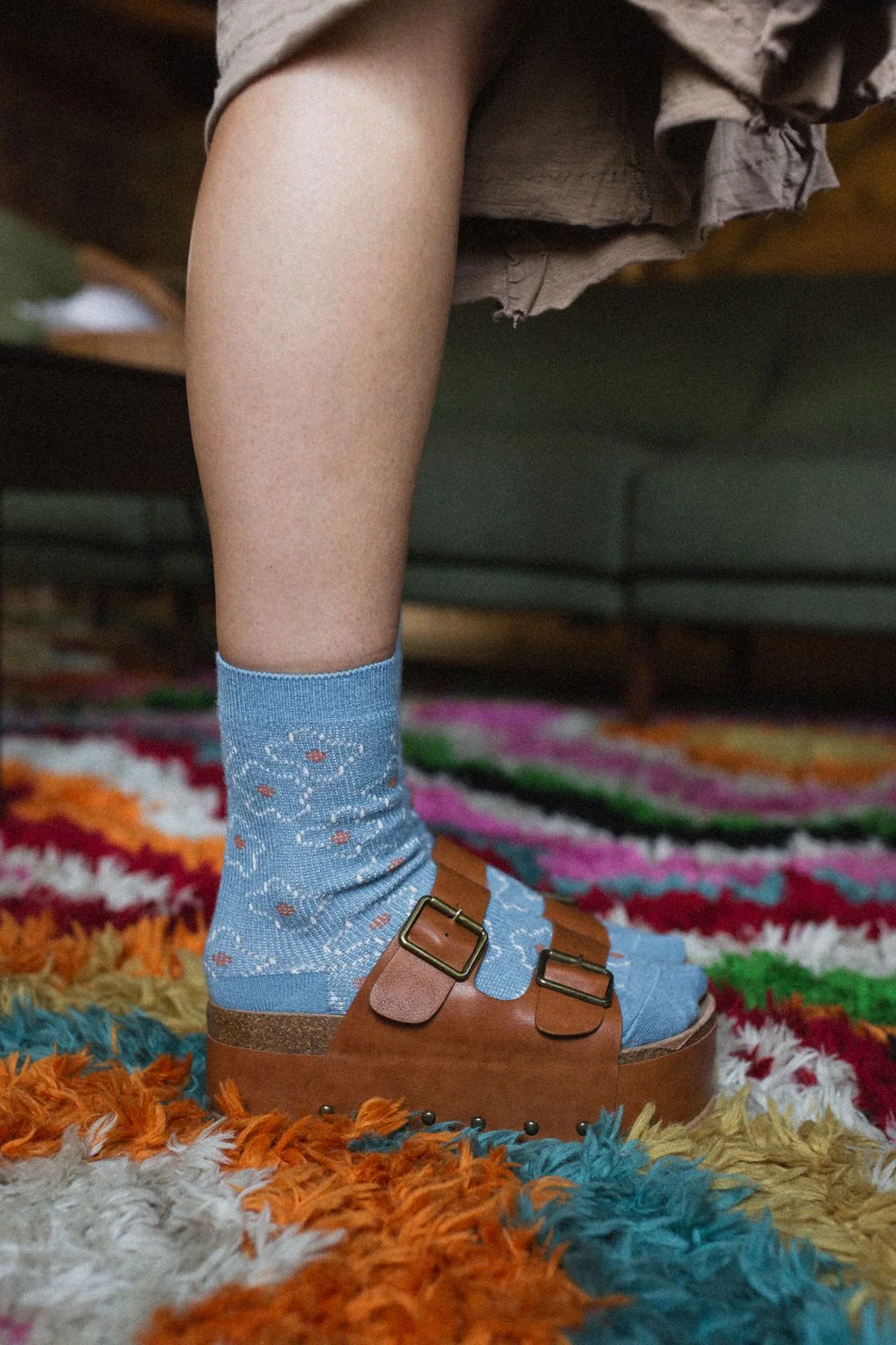 Retro Bloom Socks - Blue - Image 4