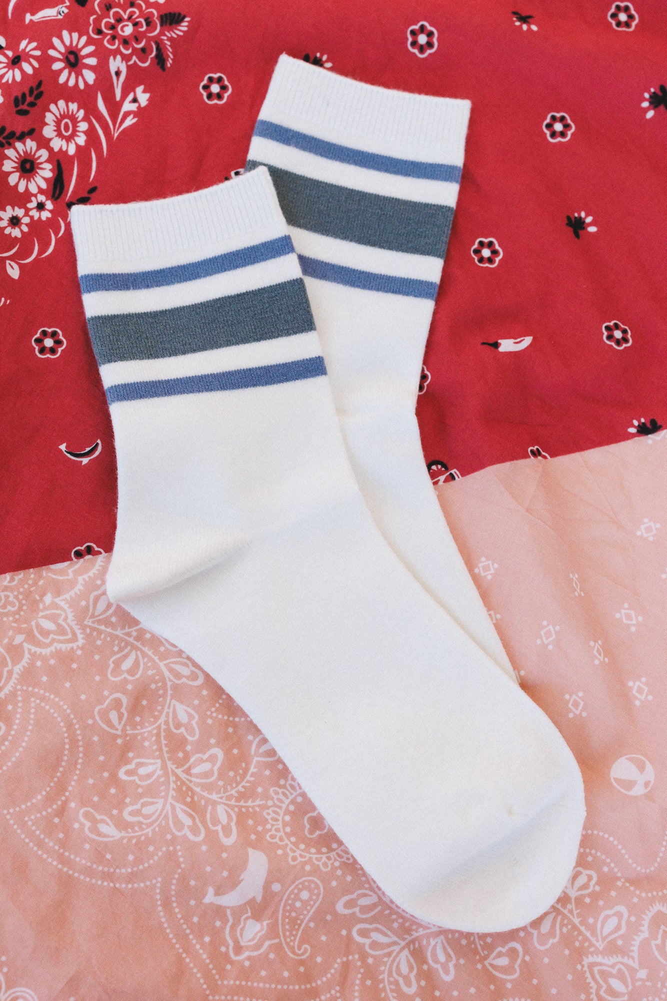 Retro Summer Crew Socks - Blue - Pre Order