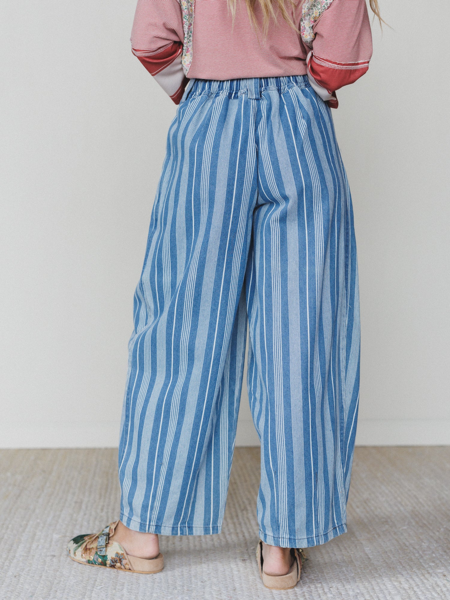 Right Step Striped Pants  - Light Denim - Image 6