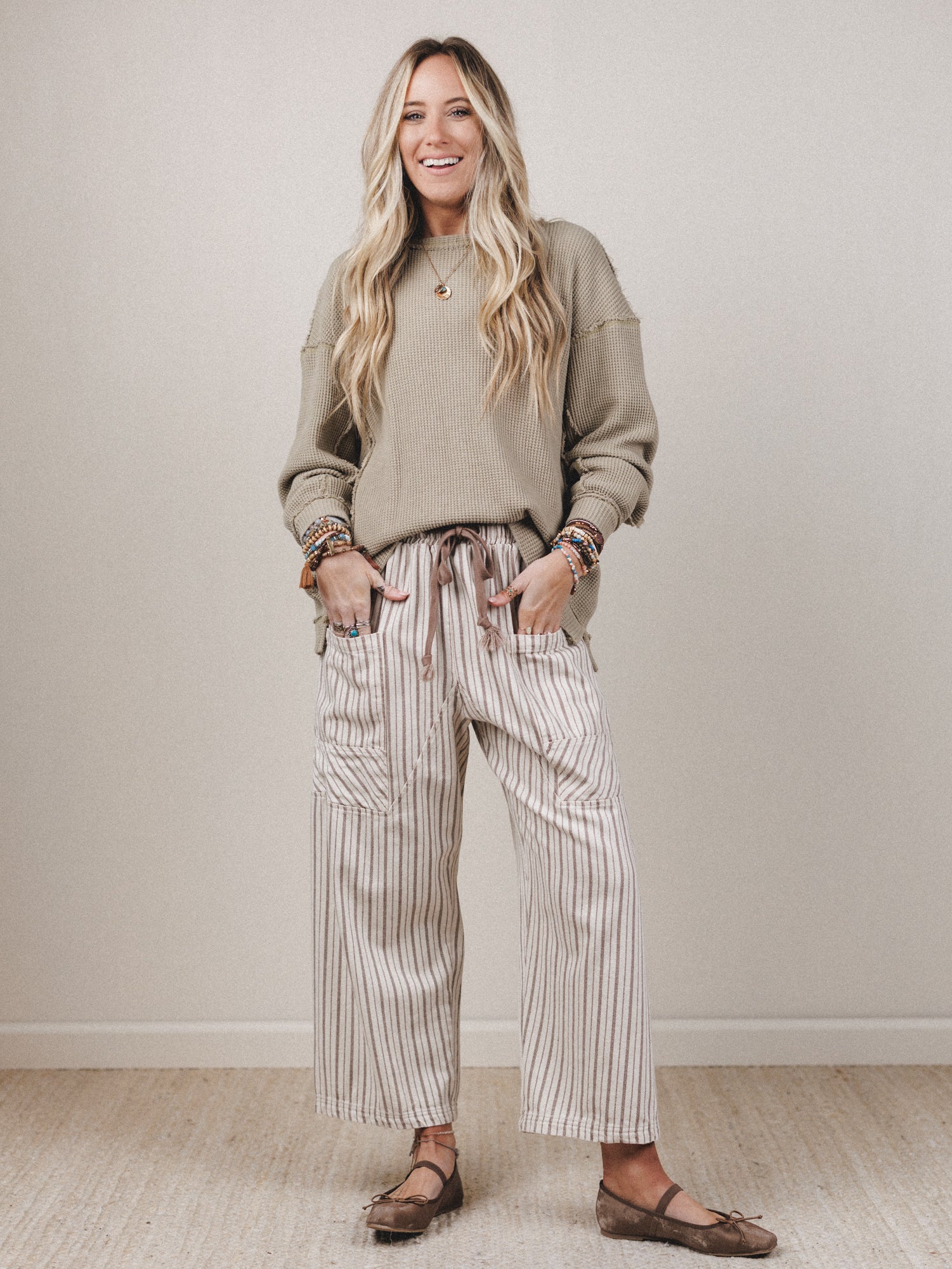 Riley Thermal Texture Oversized Pullover - Pale Olive - Image 7