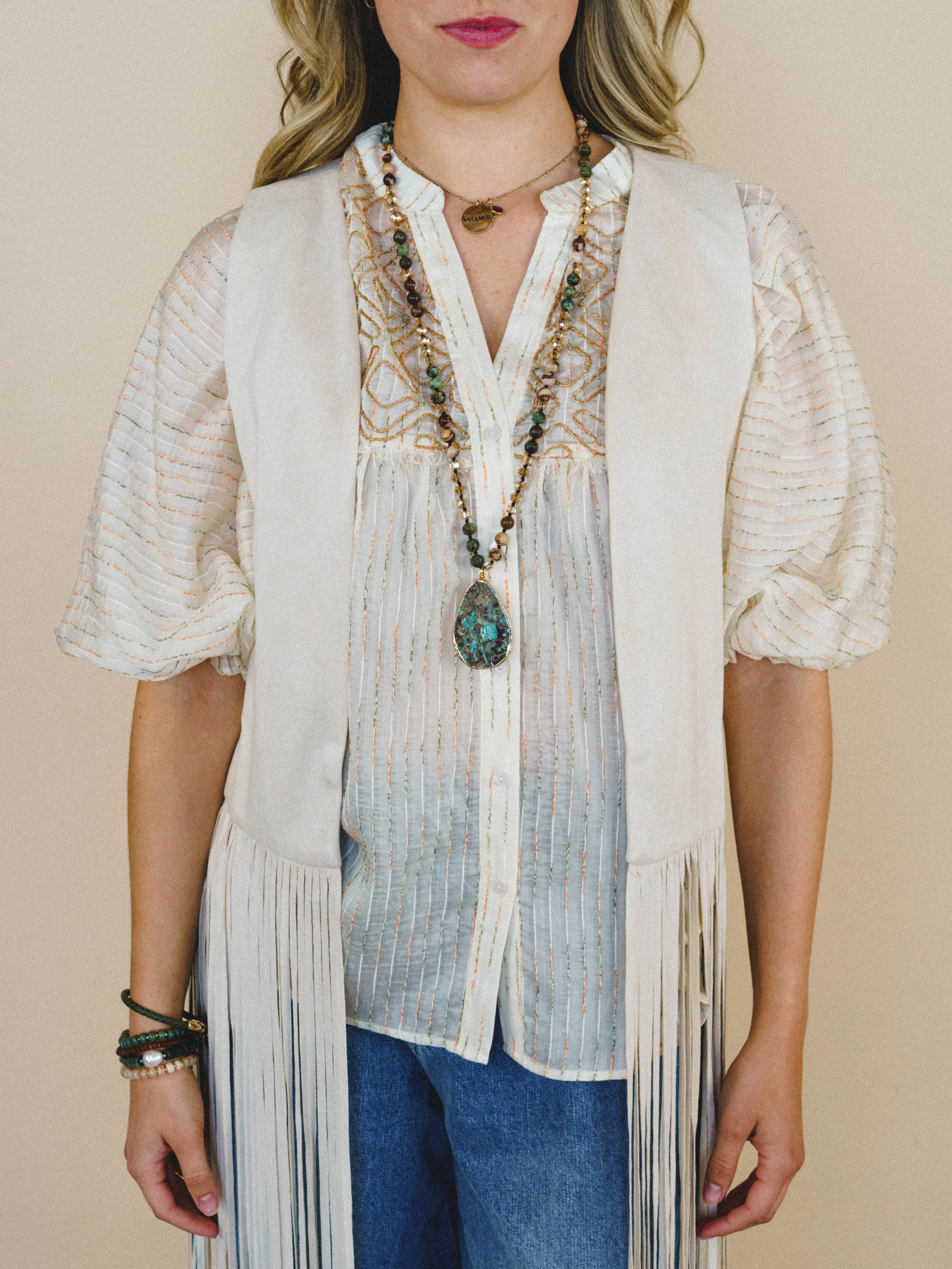 Rock the West Fringe Vest - Cream - Image 4